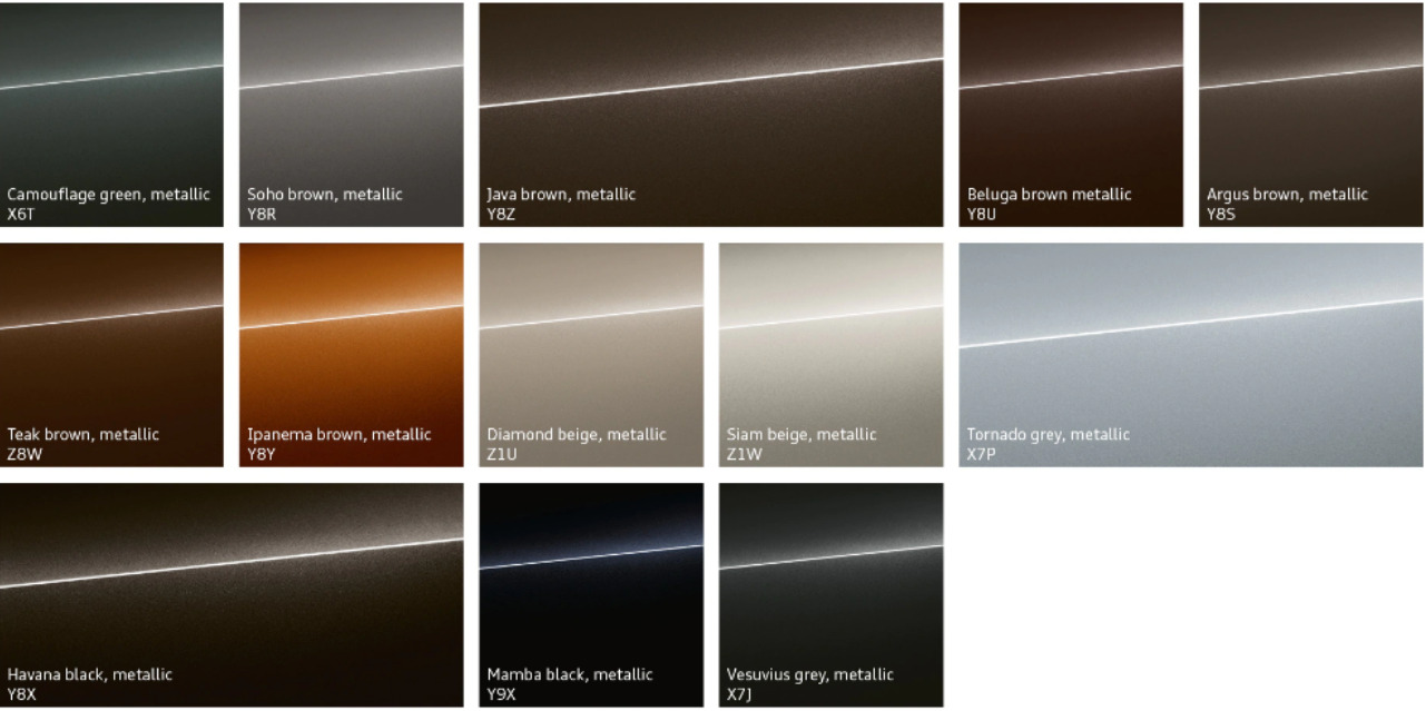 Audi SPO Metallic Paint Codes