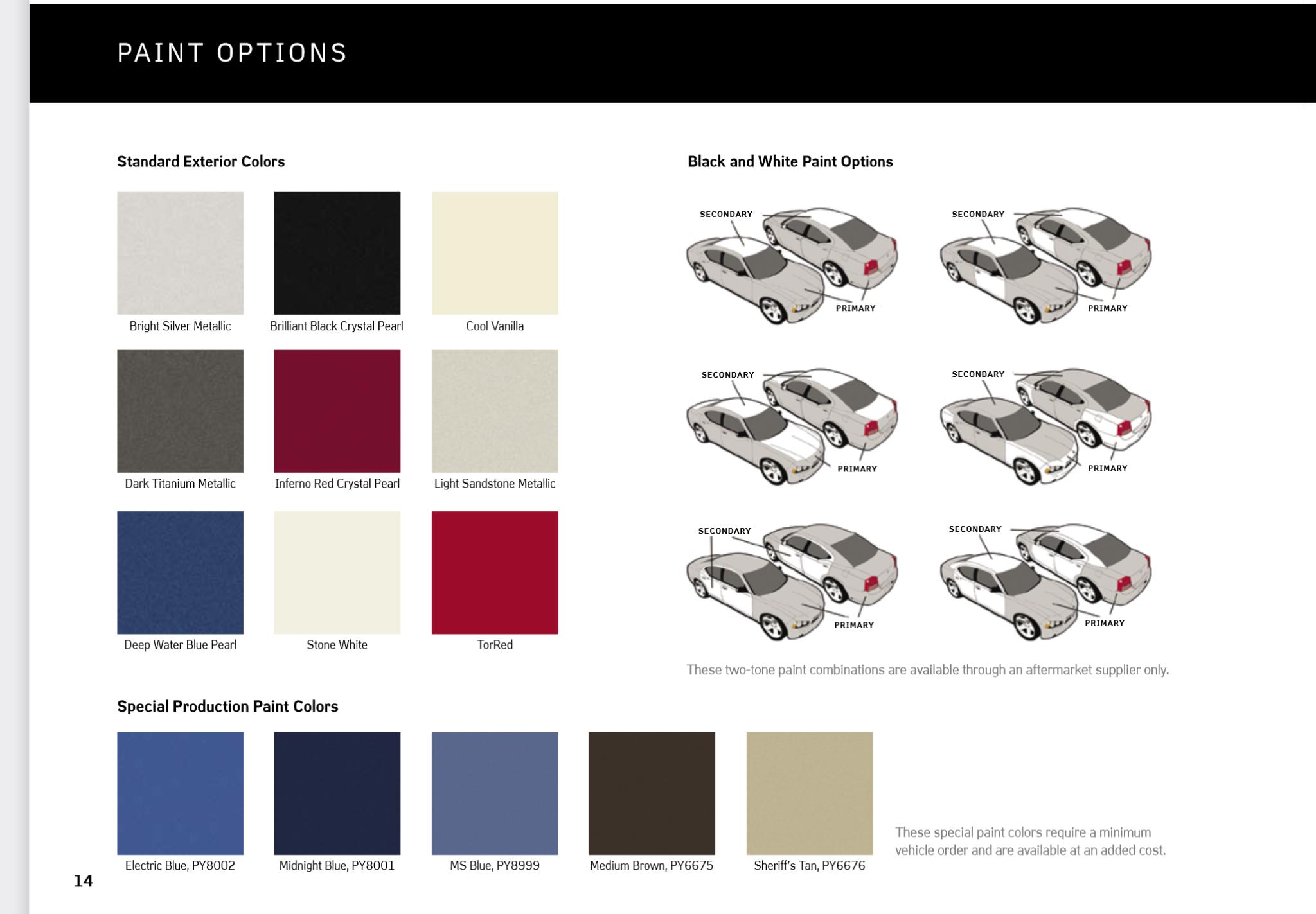 2008 Dodge Charger Police Paint Chart