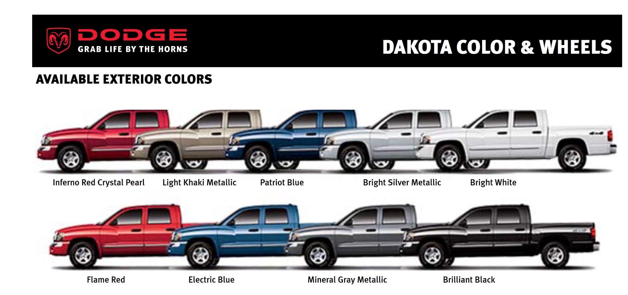 2007 Dodge Dakota Paint Chart