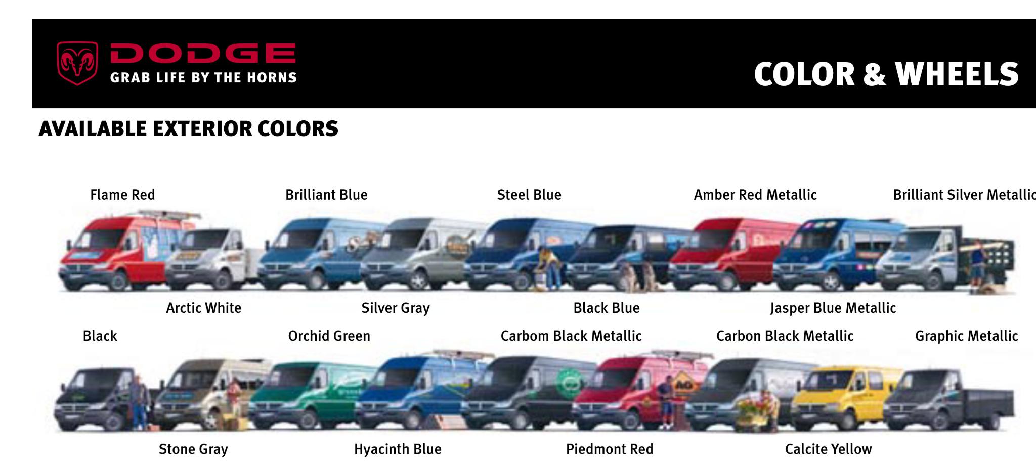 2005 Dodge Sprinter Paint Chart color examples for exterior colors of vehicles
