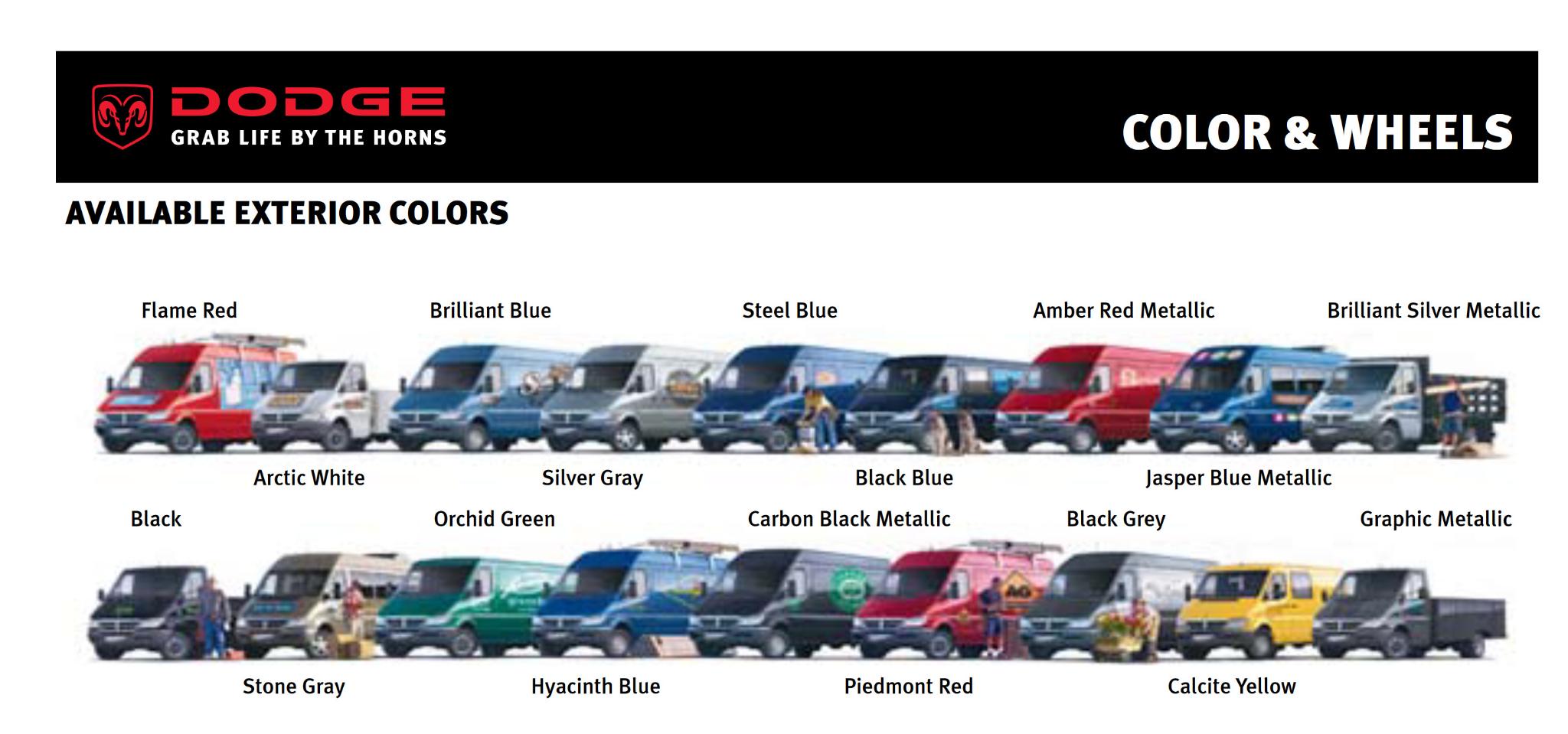 2006 Dodge Sprinter Paint Chart color examples for exterior colors of vehicles