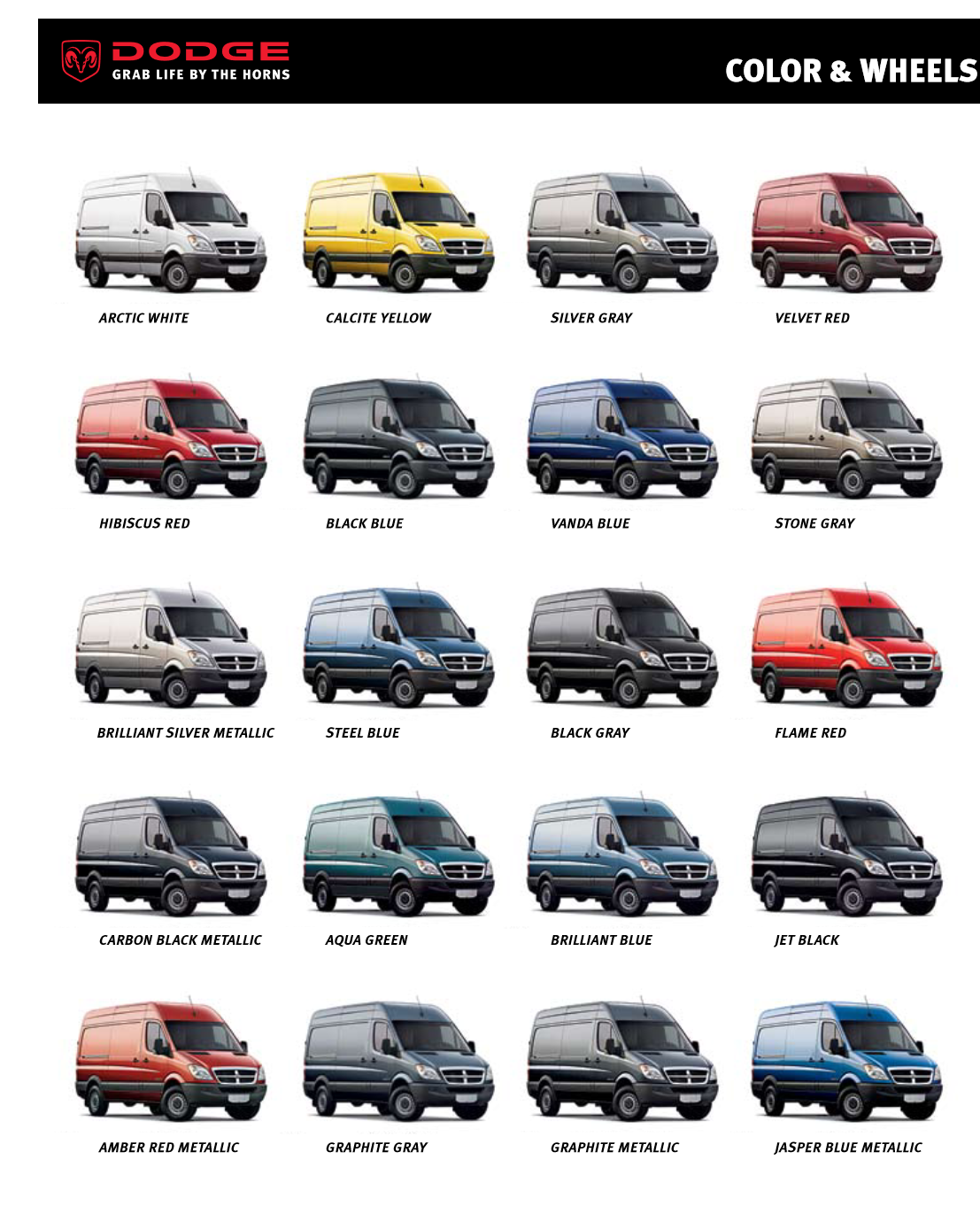 2007 Dodge Sprinter Paint Chart color examples for exterior colors of vehicles