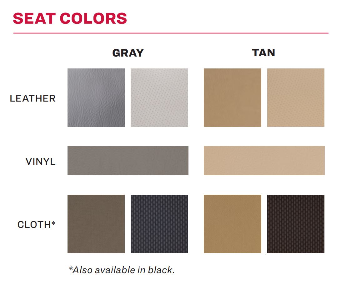 A Chart showing interior colors for Peterbilt semi trucks