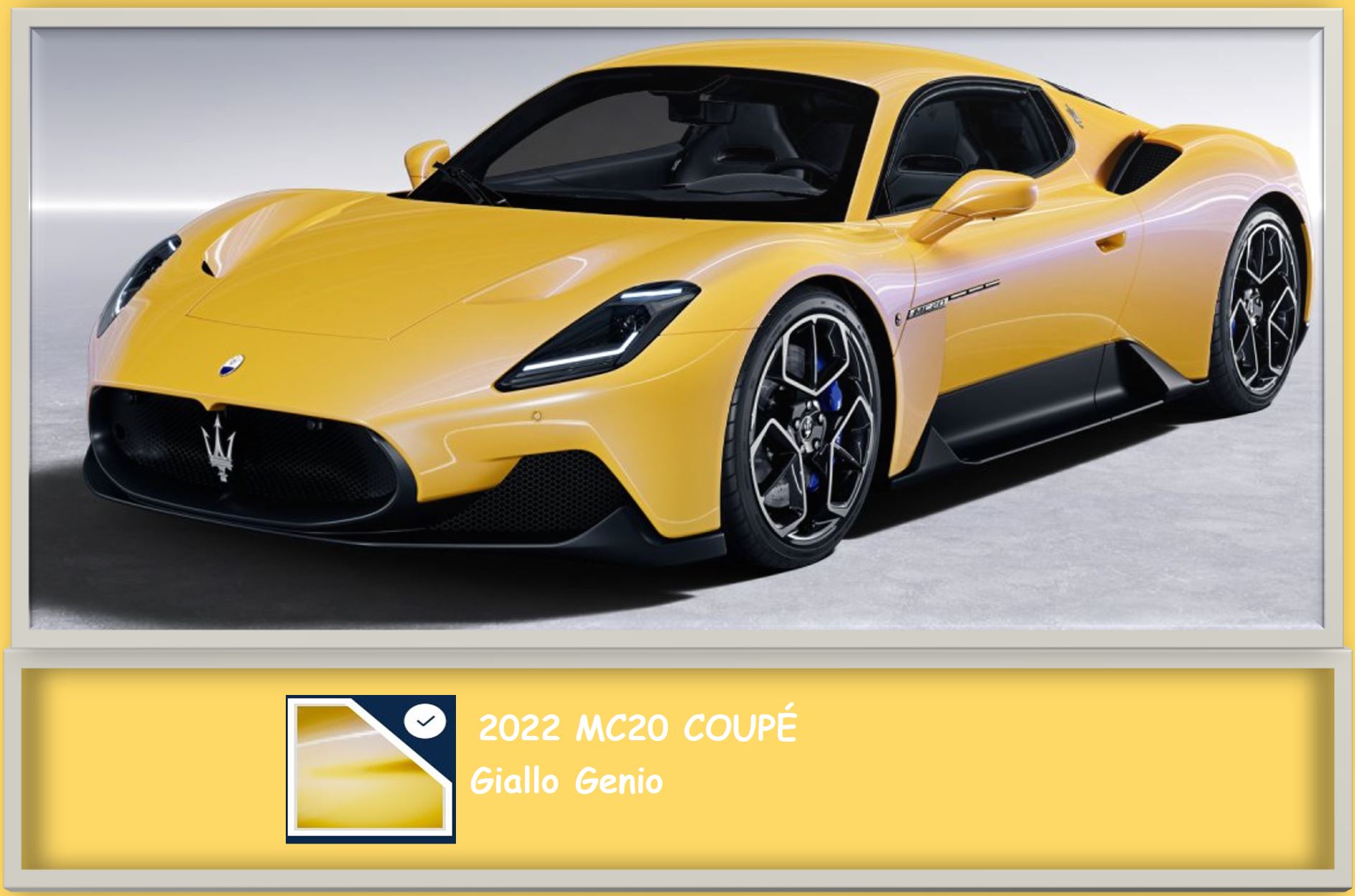 2022 Maserati Mc20 Coupe Giallo Genio (Yellow) Paint