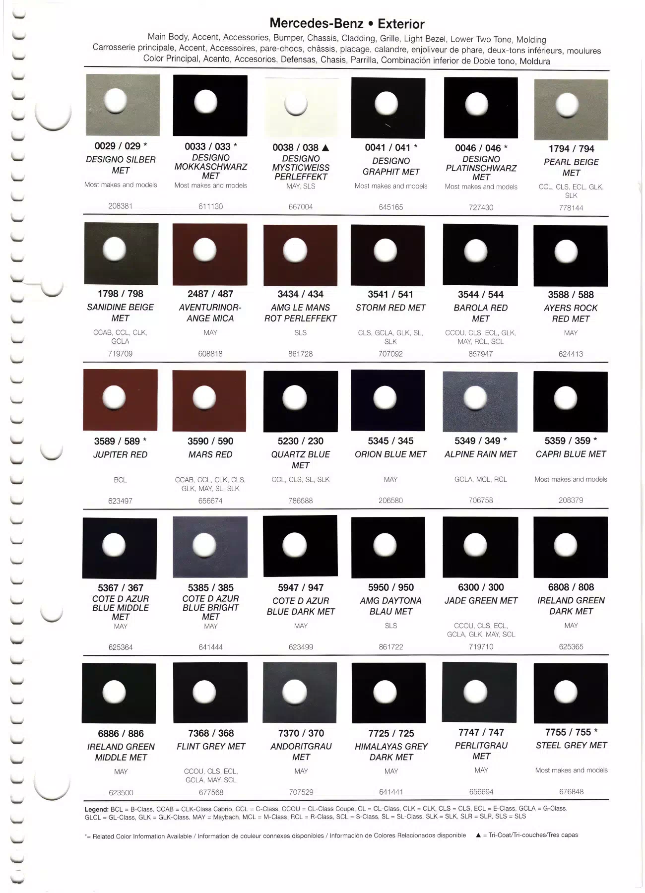 2011 Mercedes-Benz Paint Chart Page 1 2011 Mercedes Benz exterior Color Swatches, Color names, Color Codes and ordering paint codes for all 2011 mercedes automobiles.