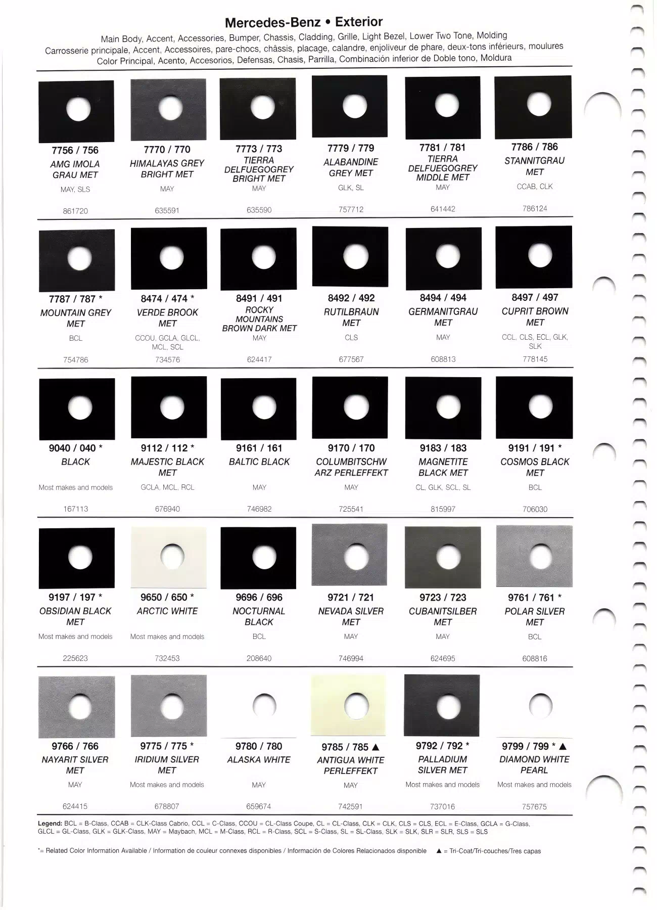 2011 Mercedes-Benz Paint Chart Page 2 2011 Mercedes Benz exterior Color Swatches, Color names, Color Codes and ordering paint codes for all 2011 mercedes automobiles.