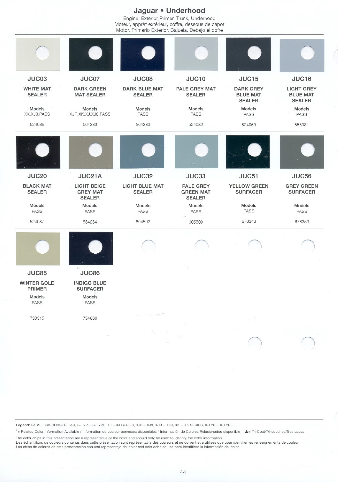 2007 Jaguar Paint Codes and Color Chart paint codes and color swatches