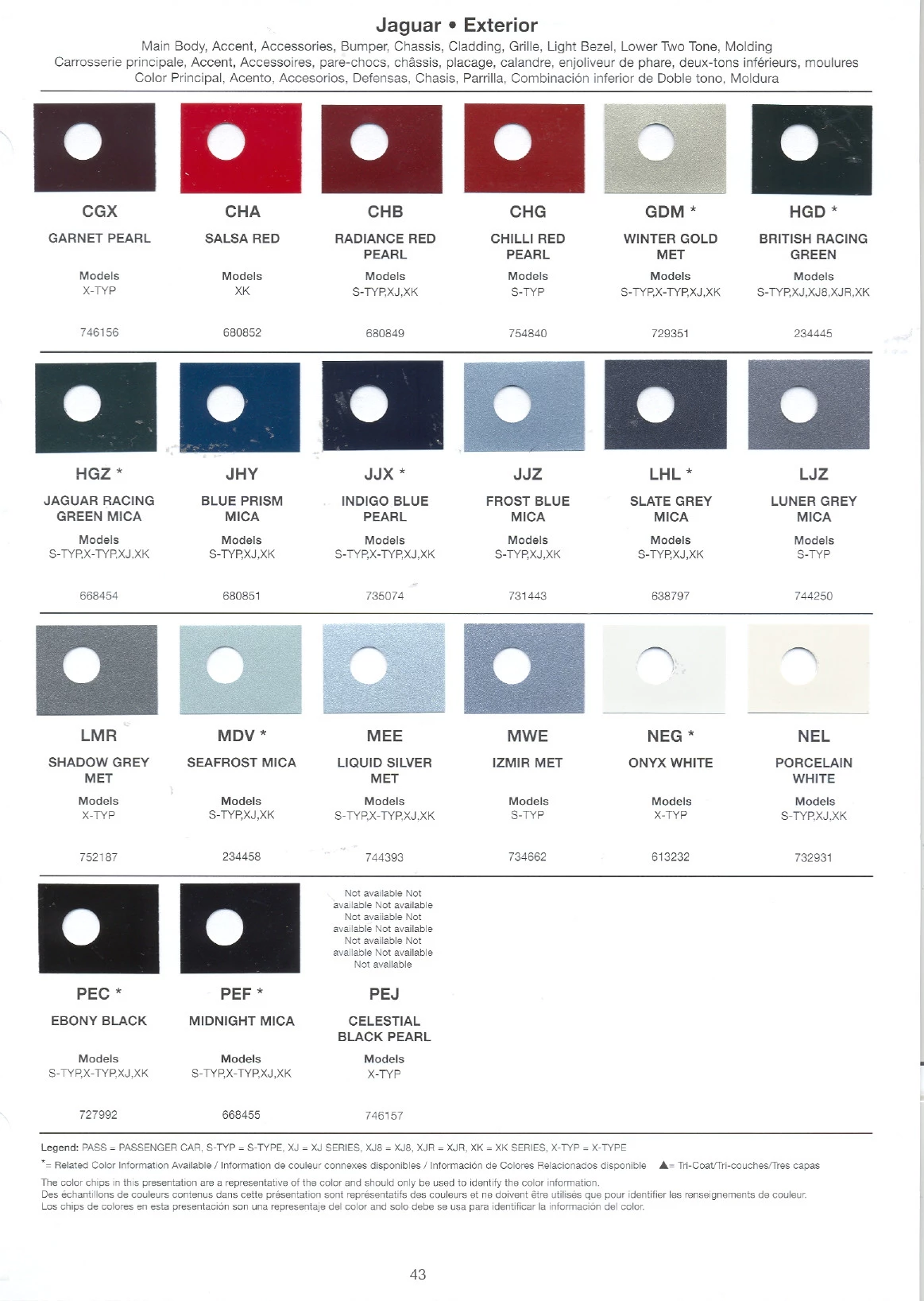 2007 Jaguar Paint Codes and Color Chart paint codes and color swatches