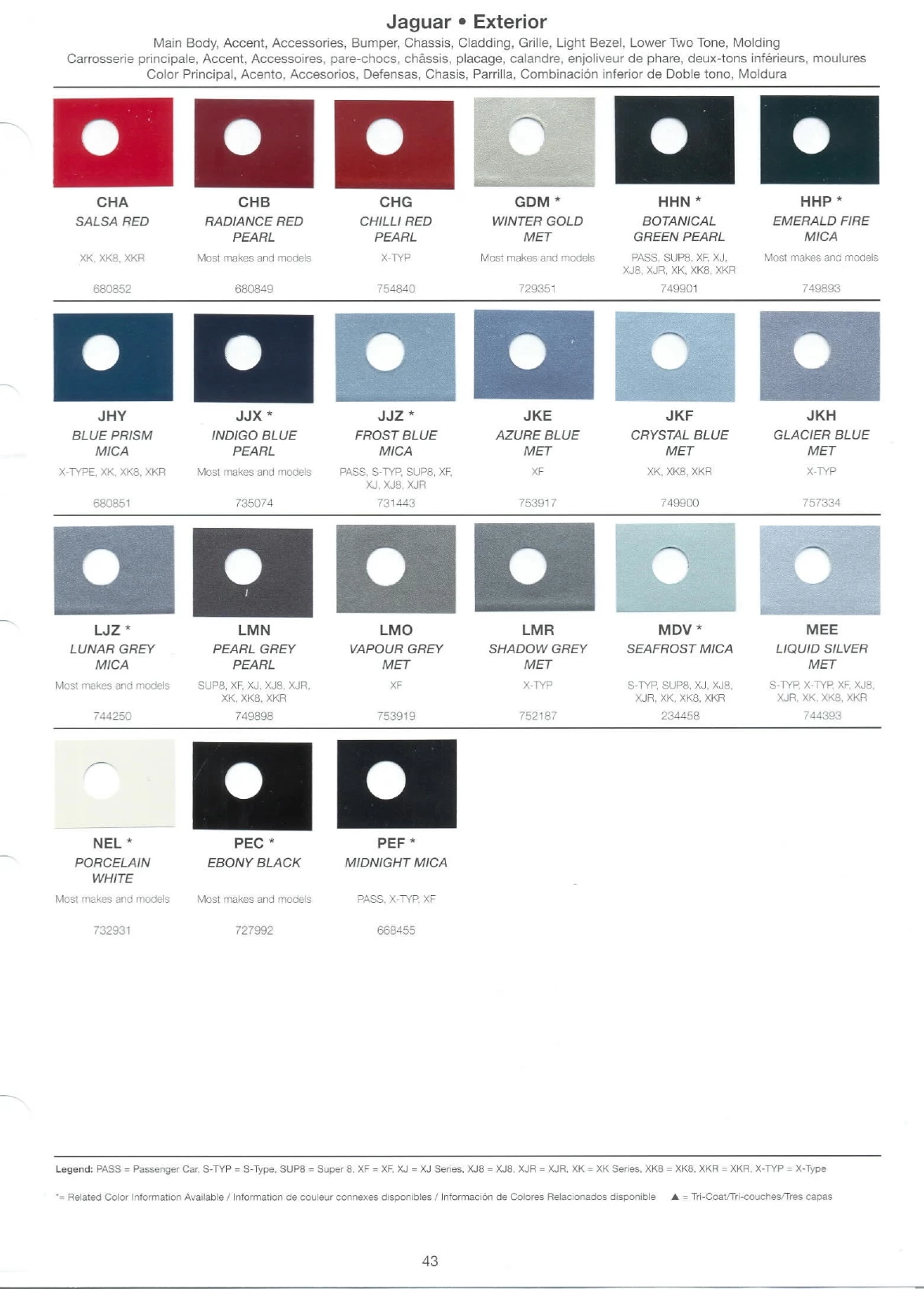 paint codes and color swatches