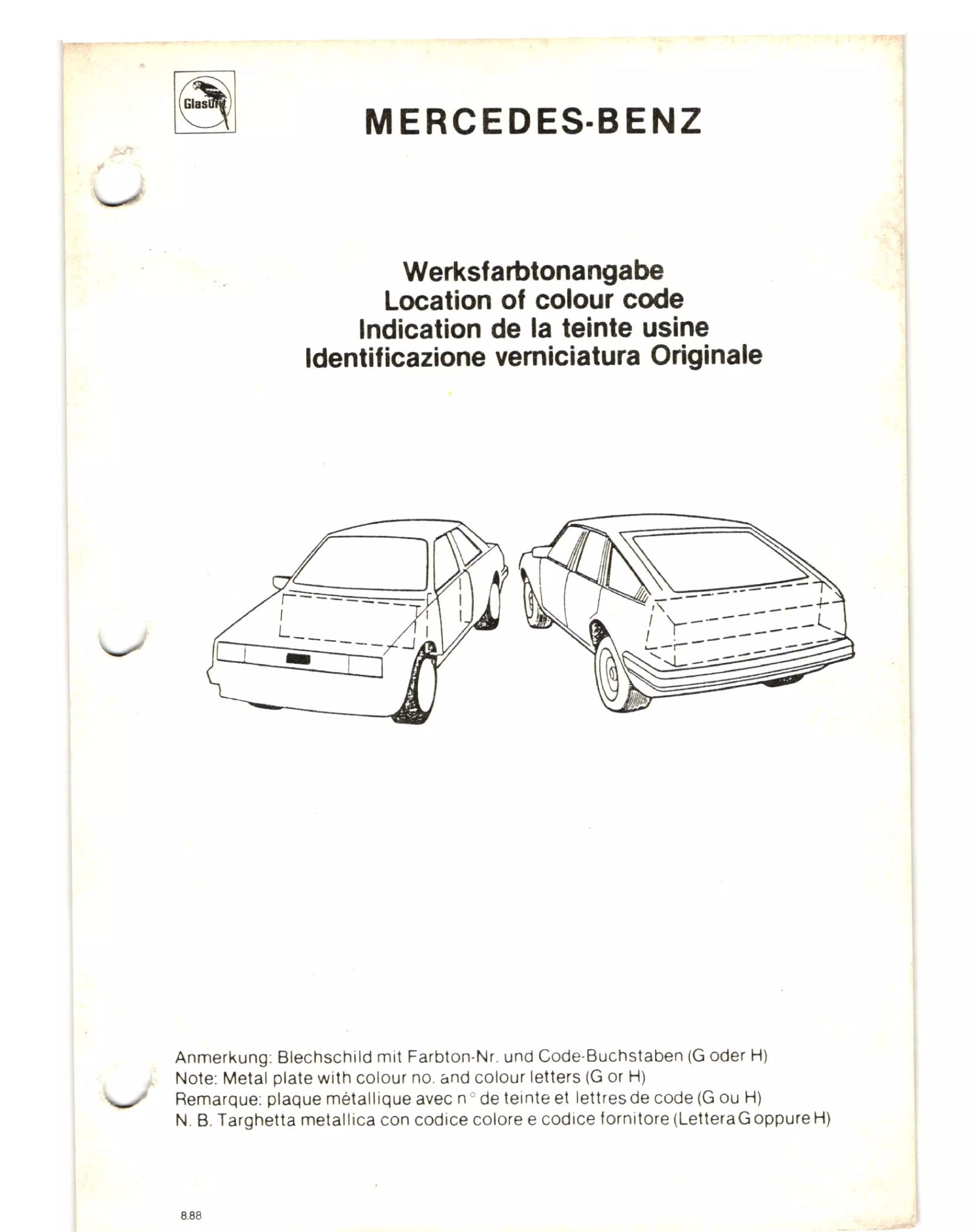 1952-1988 MB Color Book Paint Code Location Page