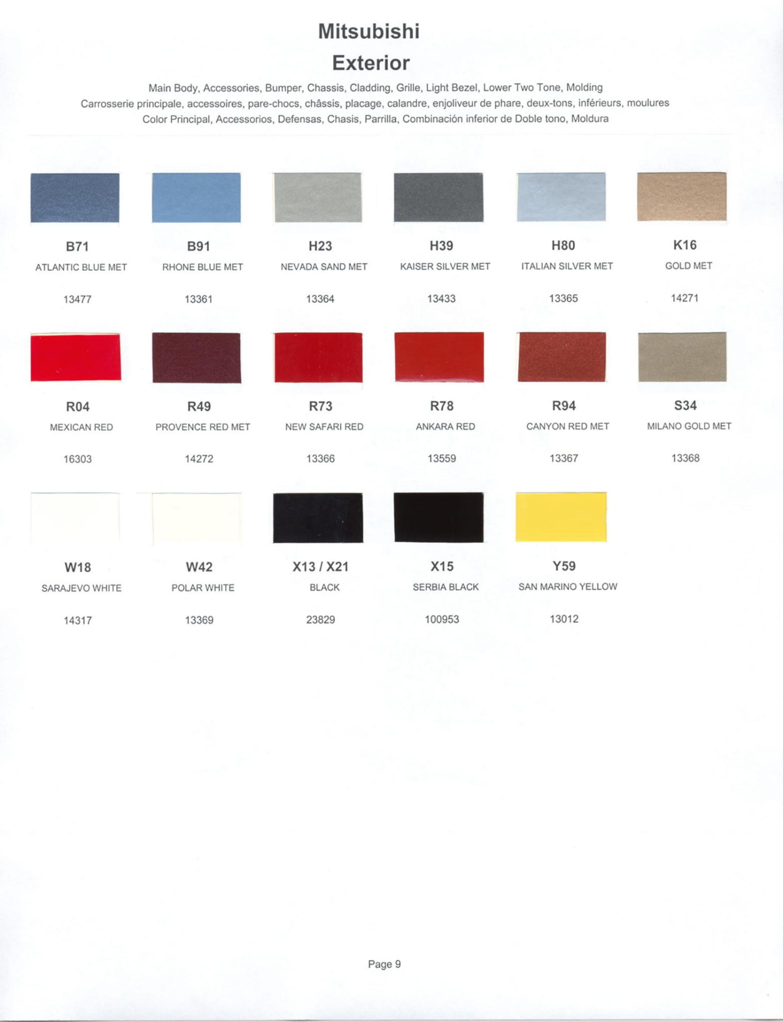 1984 Mitsubishi Paint Codes & Color Chart Mitsubishi Paint Code and Color Chart