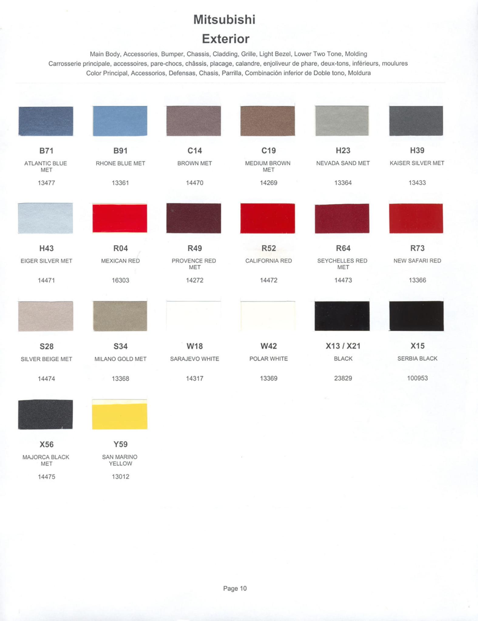 1985 Mitsubishi Paint Codes & Color Chart Mitsubishi Paint Code and Color Chart
