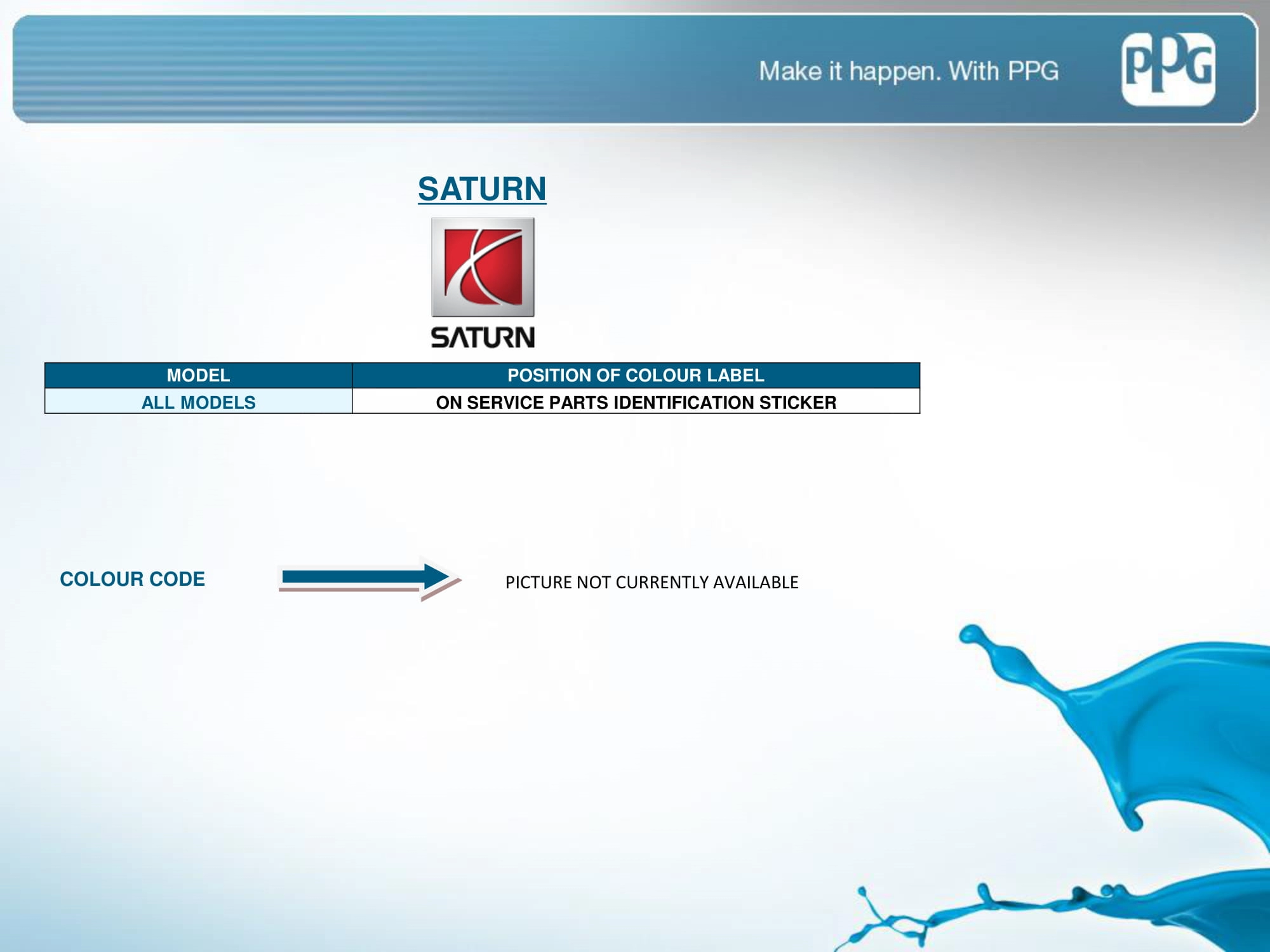 Picture showing how to look up a paint code on the vehicle or how to find the paint code sticker