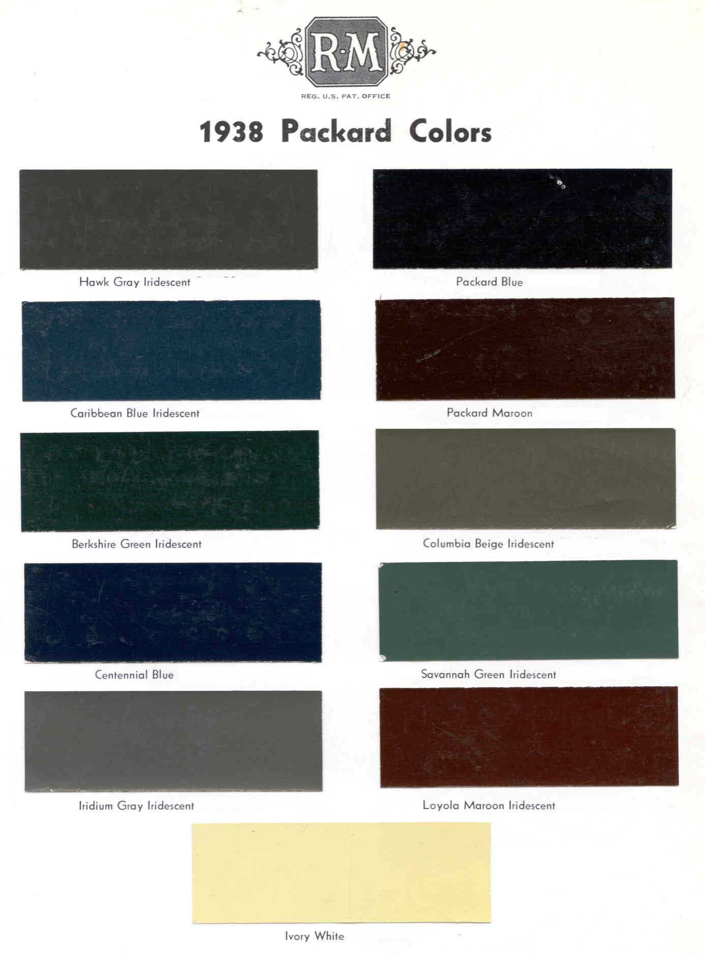 1938 Studebaker - Packard Paint Codes