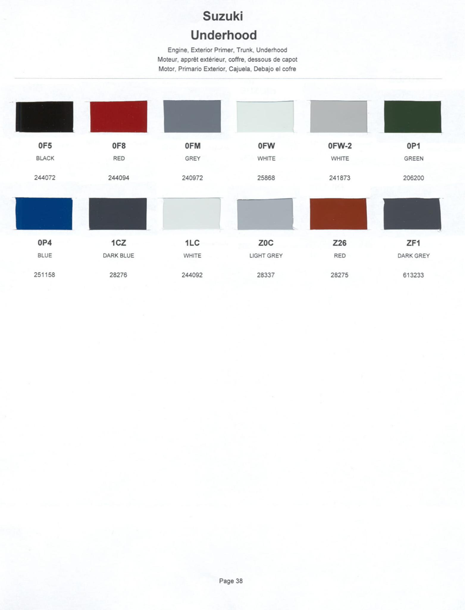 2002 Suzuki Paint Codes Paint Codes
