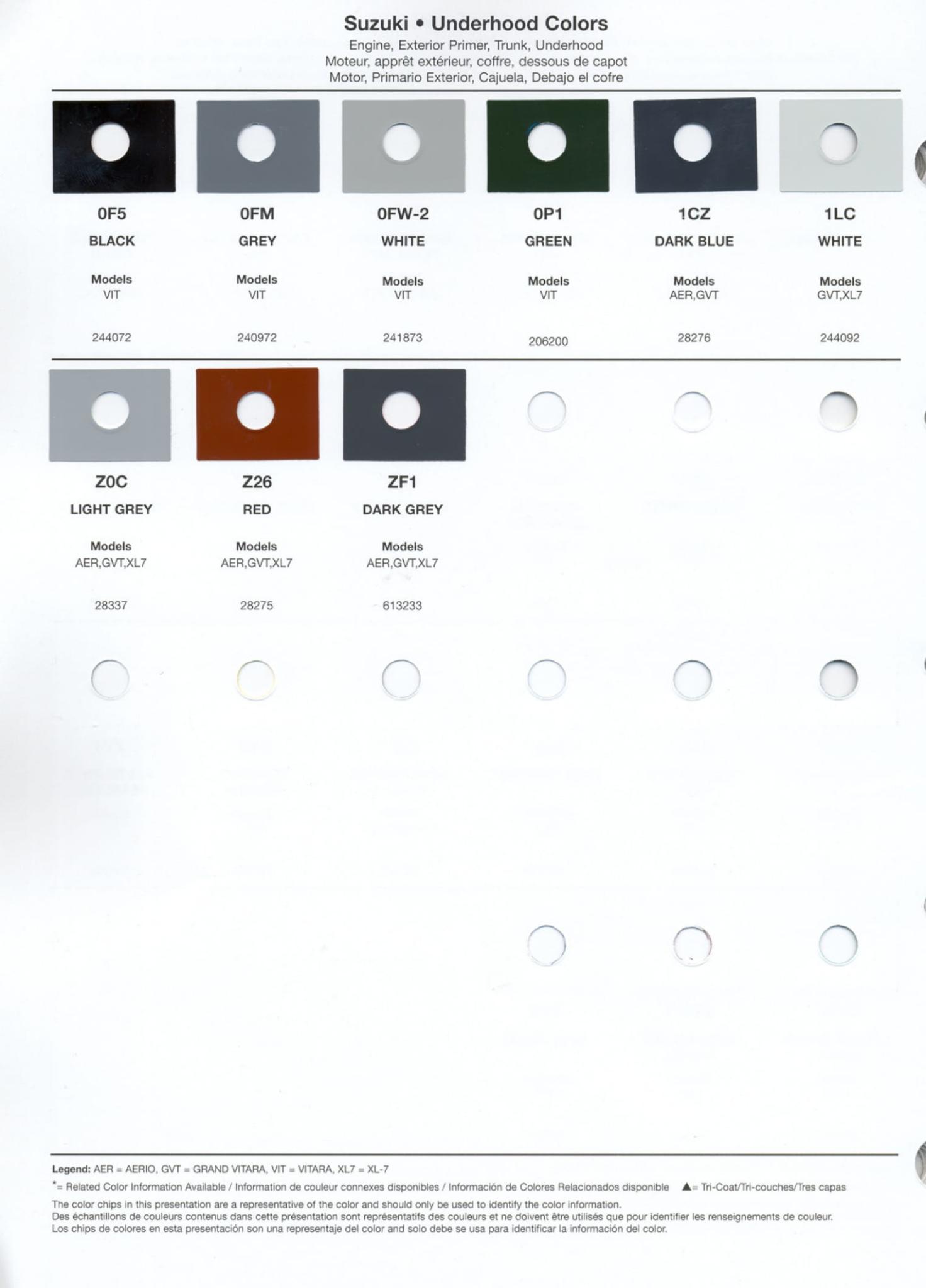 2004 Suzuki Paint Chart Paint Codes