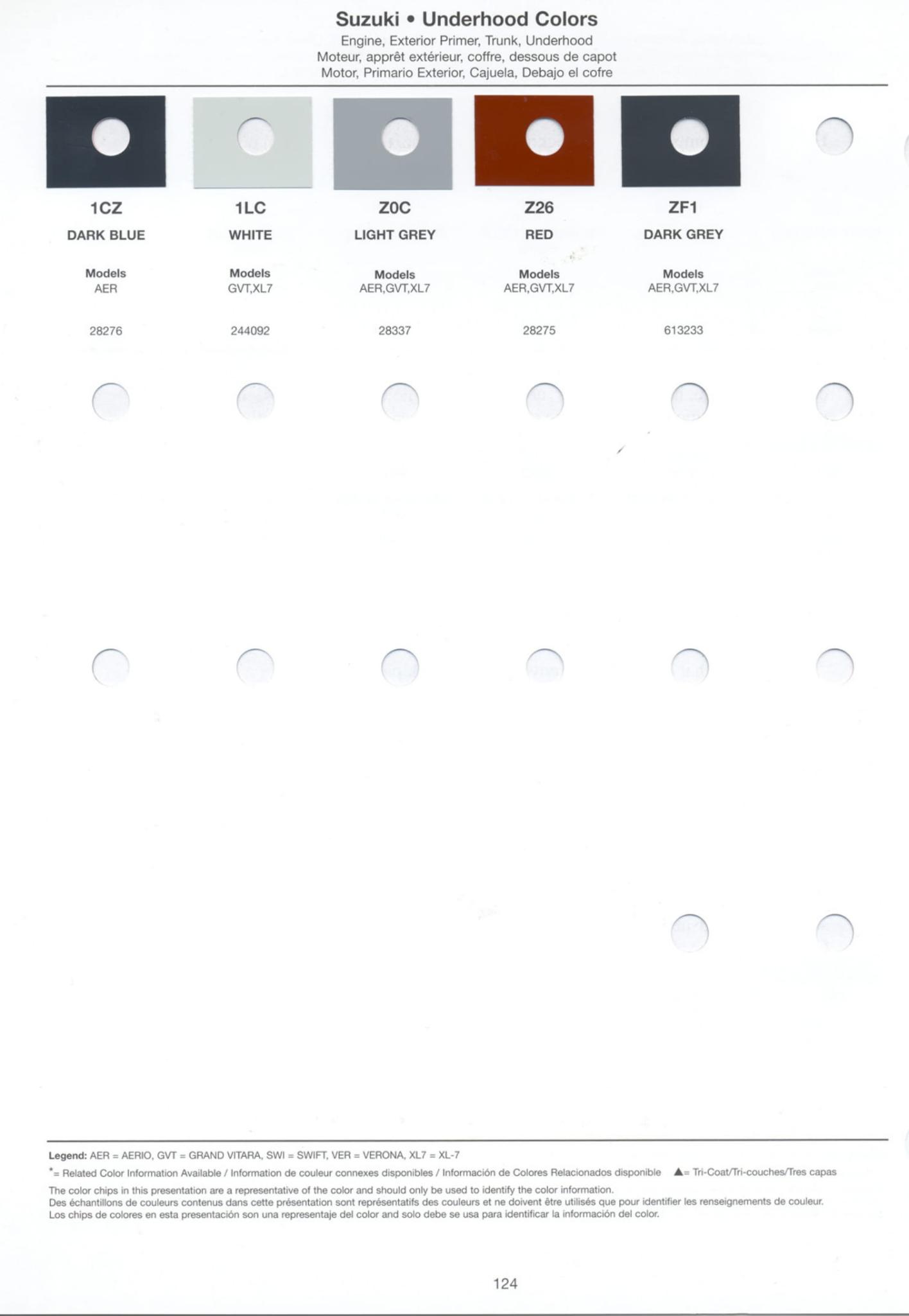 2006 Suzuki Paint Chart Paint Codes