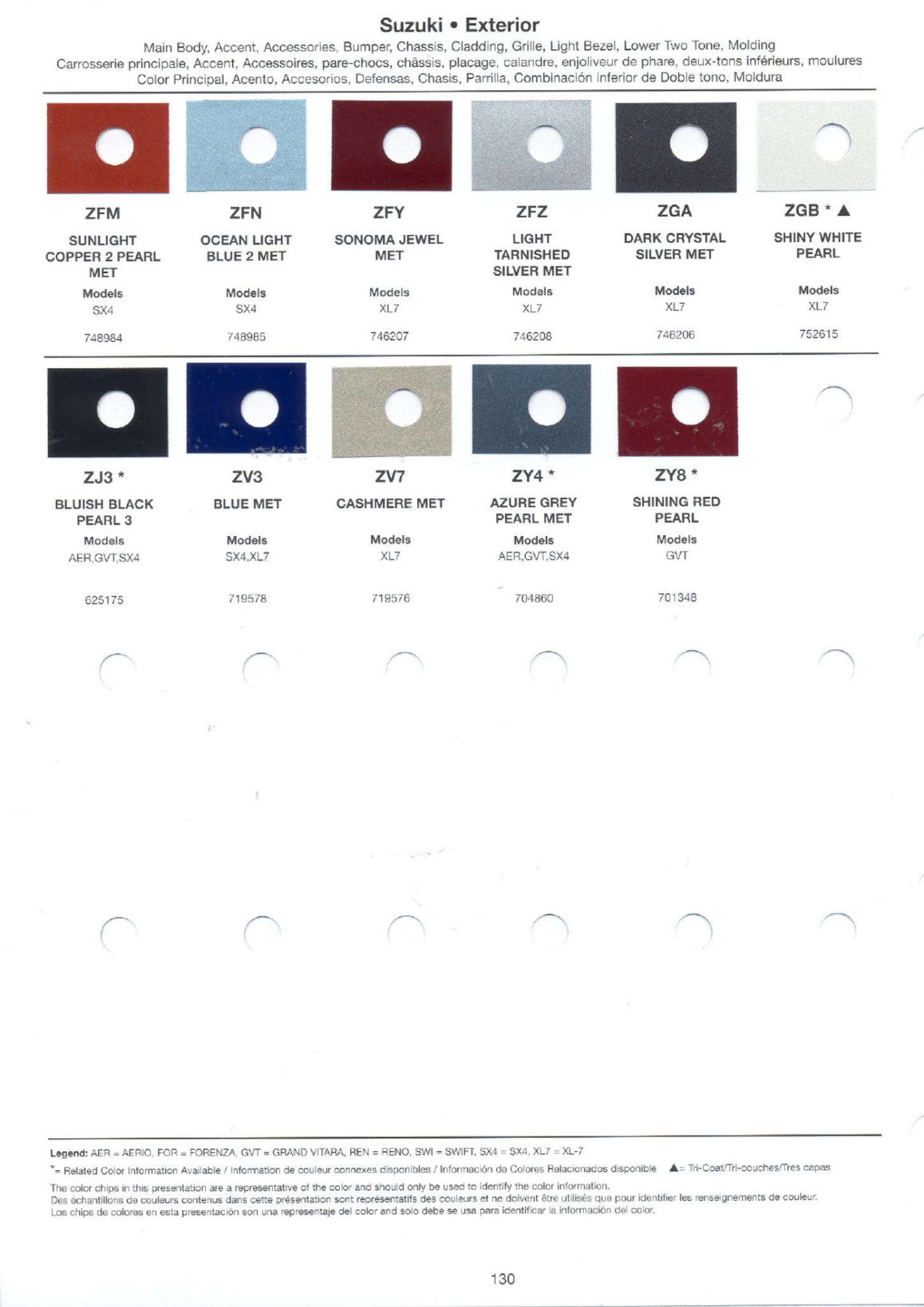 2007 Suzuki Paint Chart Paint Codes