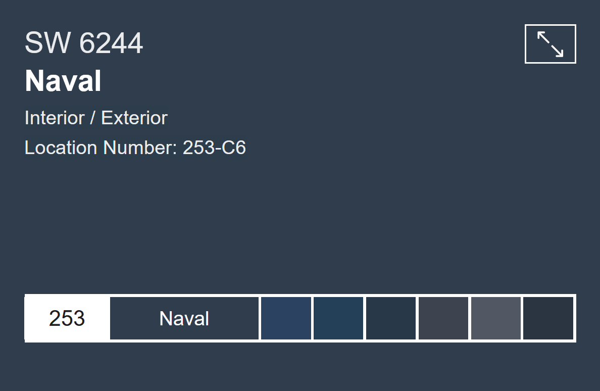 Sherwin Williams Naval SW6244 2020 Color of the Year