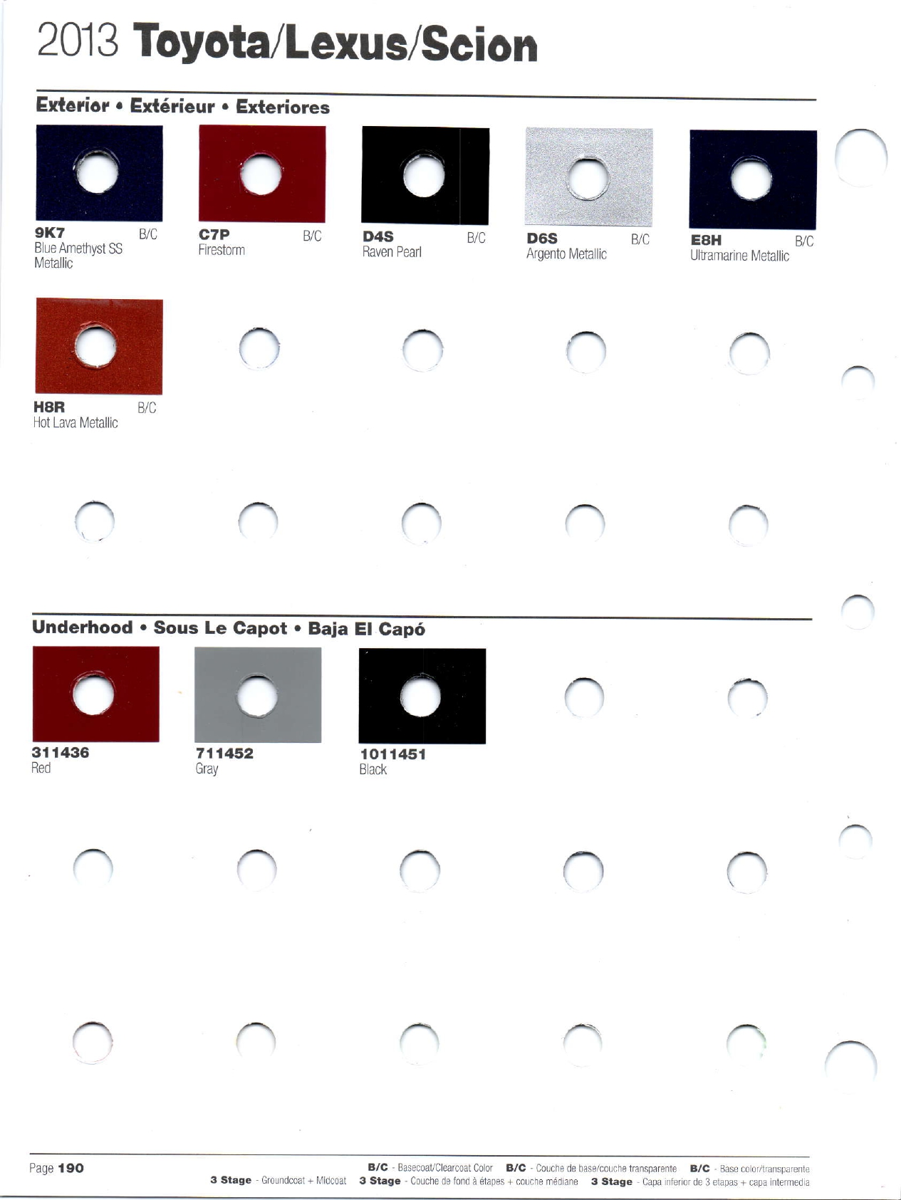 Toyoto / Lexus Paint Code and Color Chart