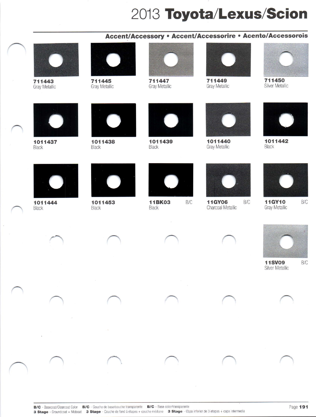 2013 Toyota, Lexus and Scion Paint Codes & Color Chart Toyoto / Lexus Paint Code and Color Chart