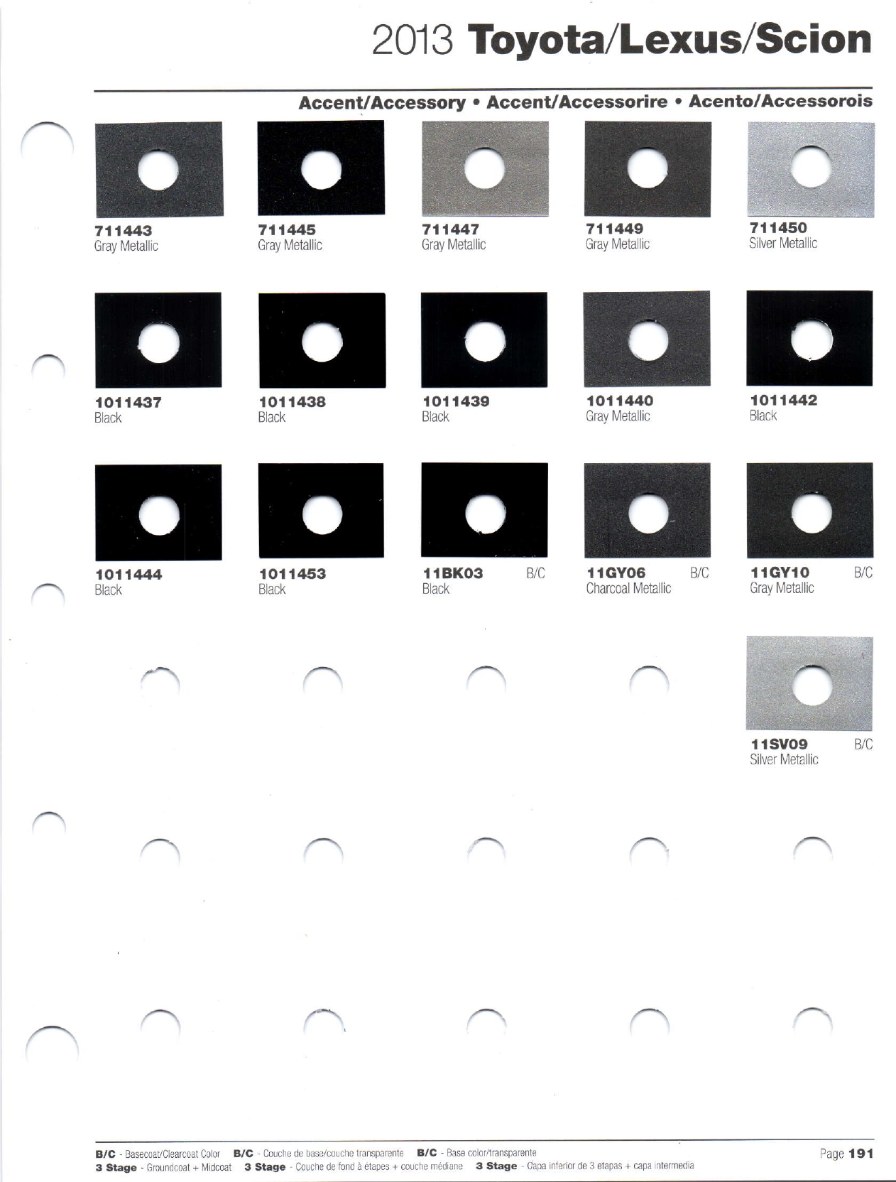 Toyoto / Lexus Paint Code and Color Chart