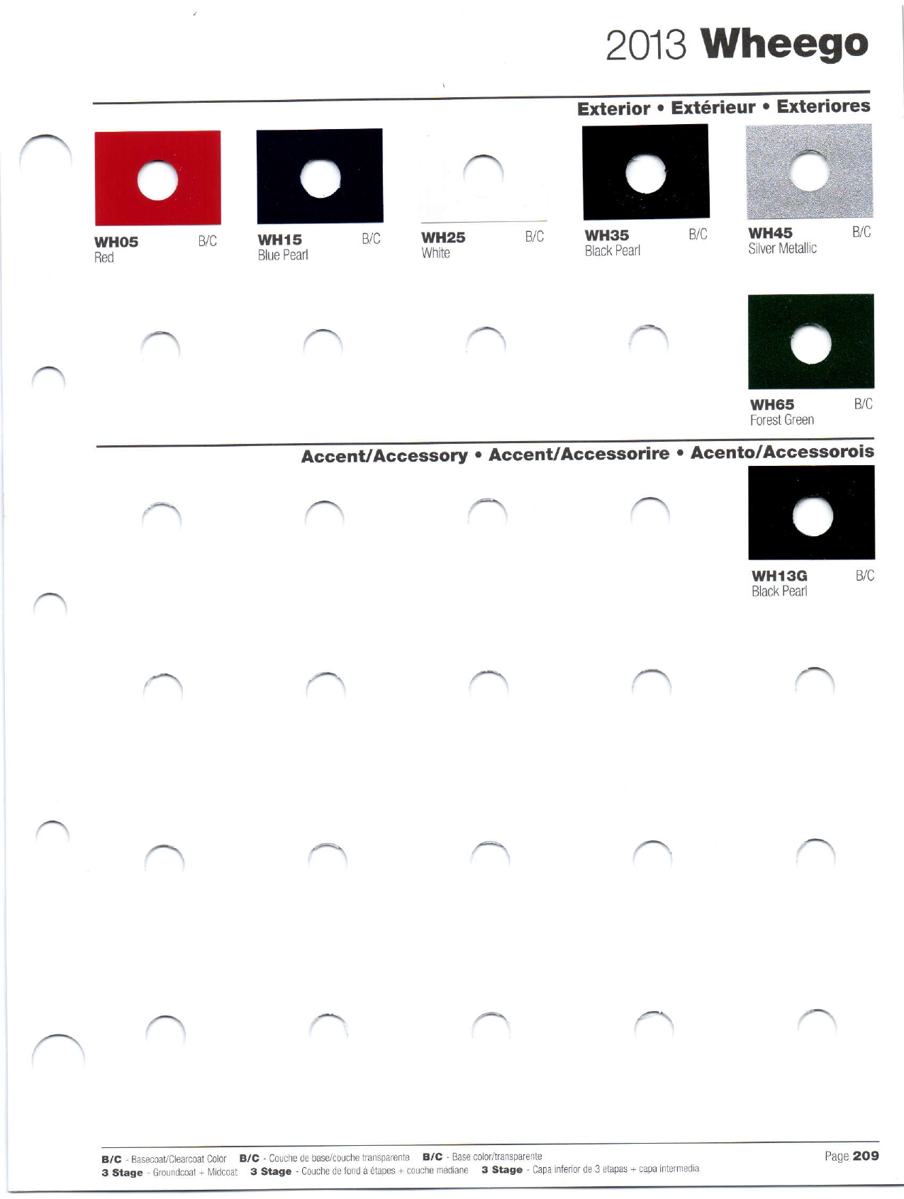 Wheego ordering codes and paint chip samples