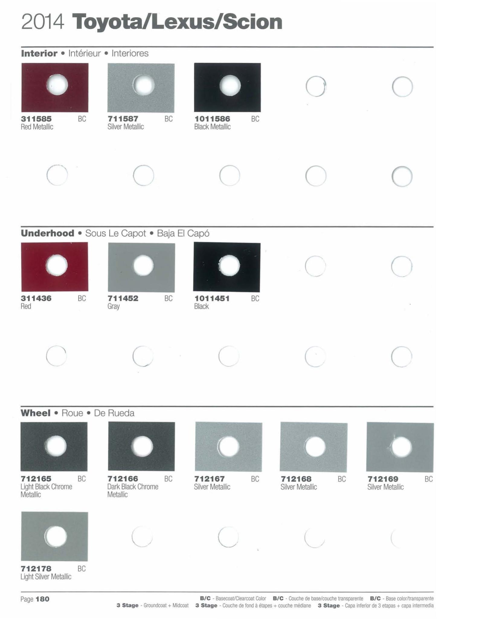 Toyoto / Lexus Paint Code and Color Chart