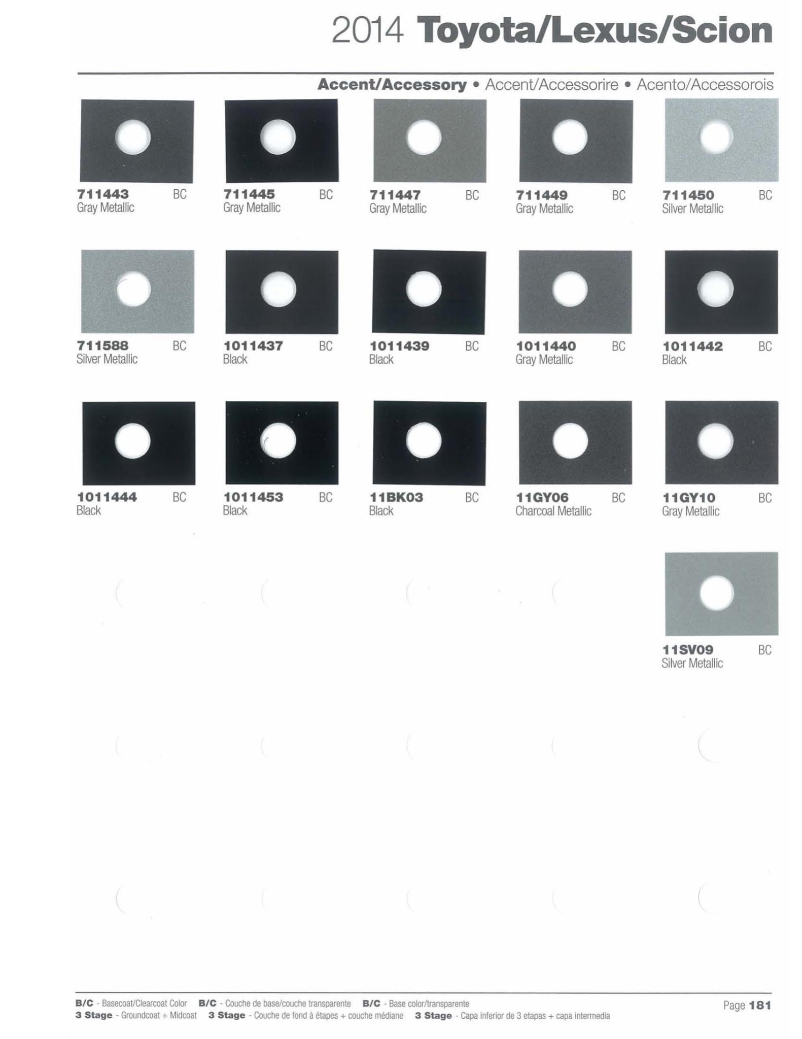 Toyoto / Lexus Paint Code and Color Chart