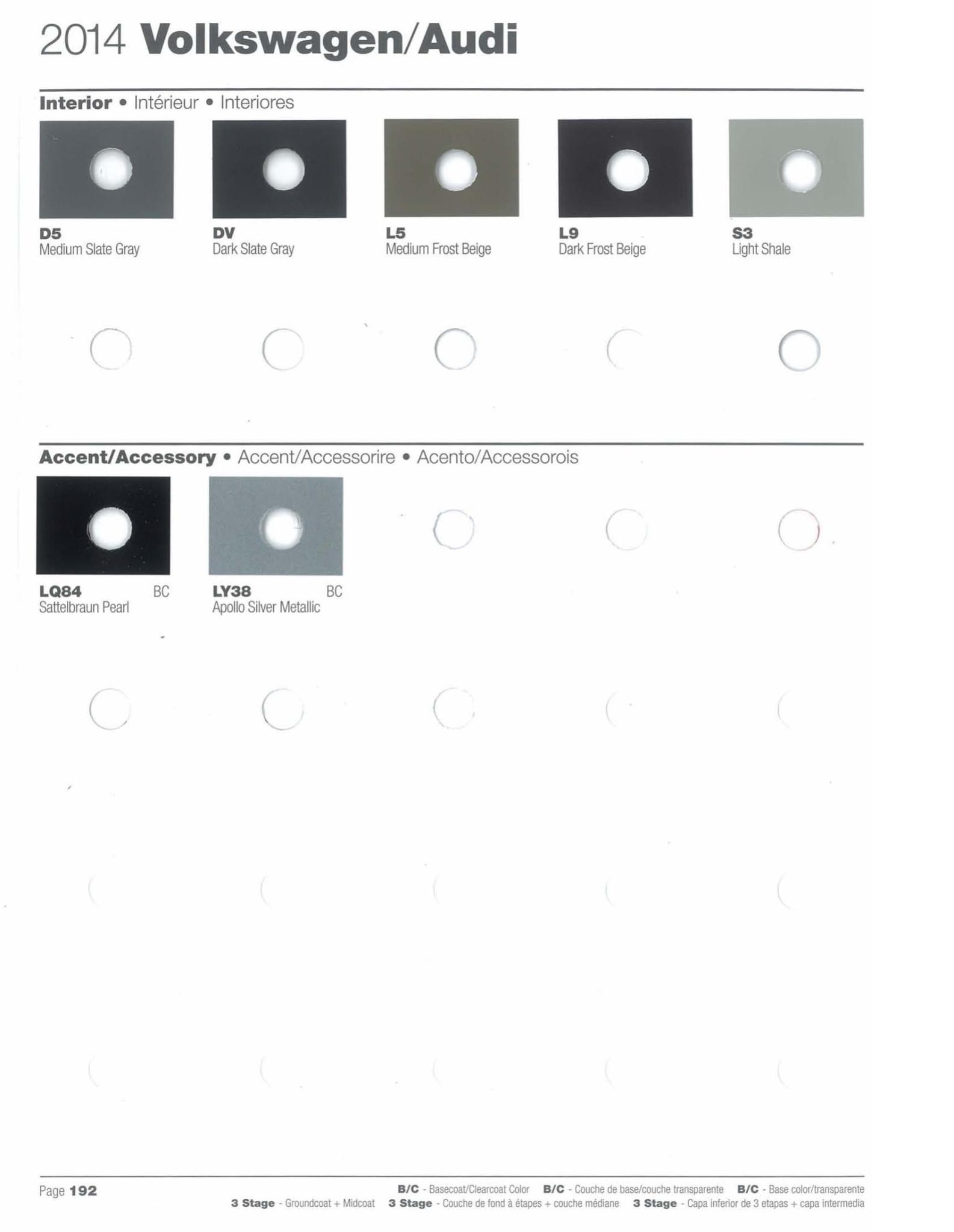 2014 Volkswagen and Audi Paint Code Color Chart