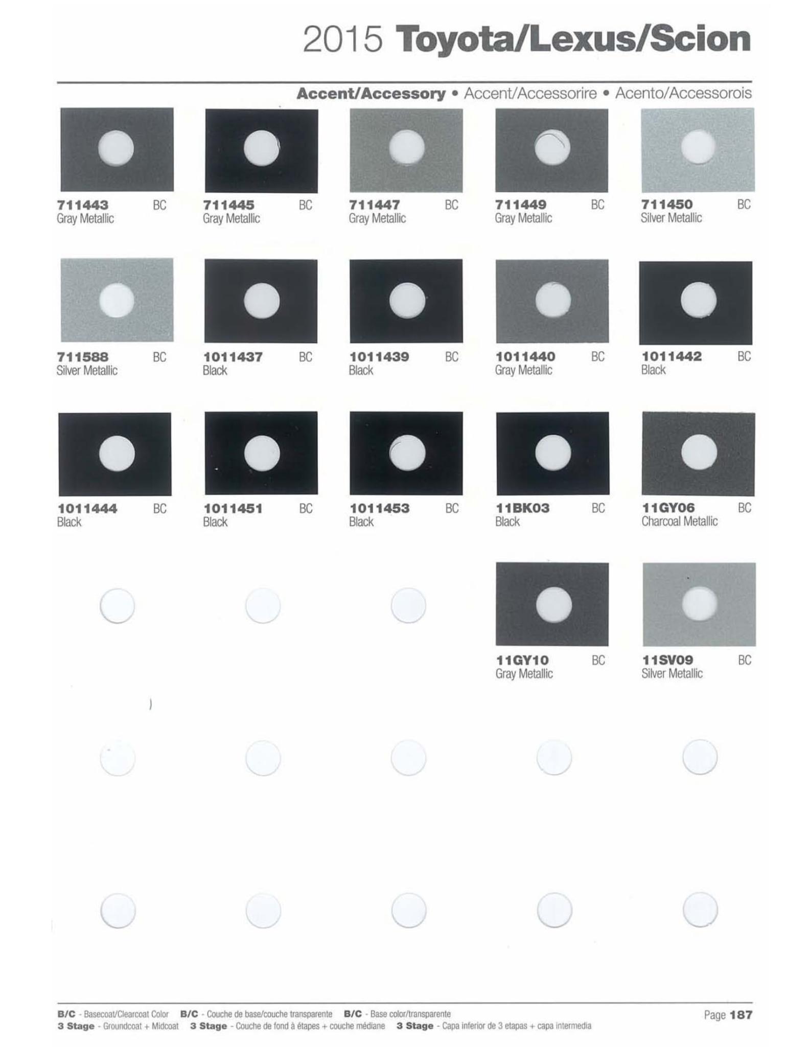 Toyoto / Lexus Paint Code and Color Chart