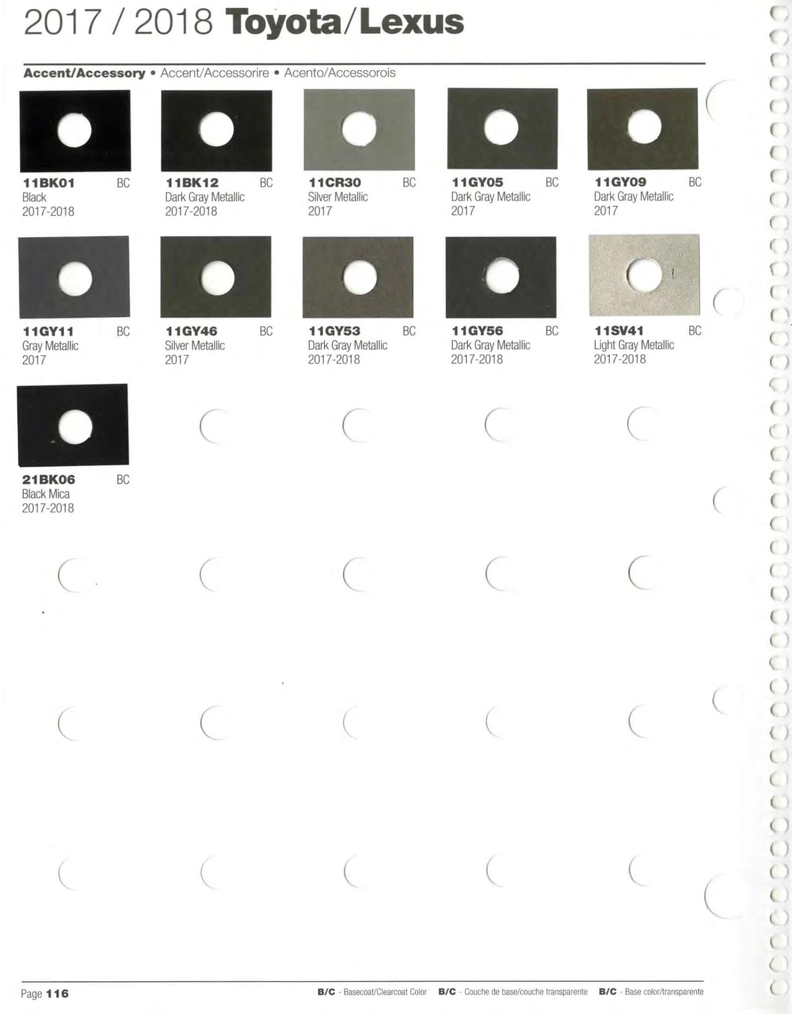 2017-2018 Toyota and Lexus Paint Codes and Color Chart Toyoto / Lexus Paint Code and Color Chart