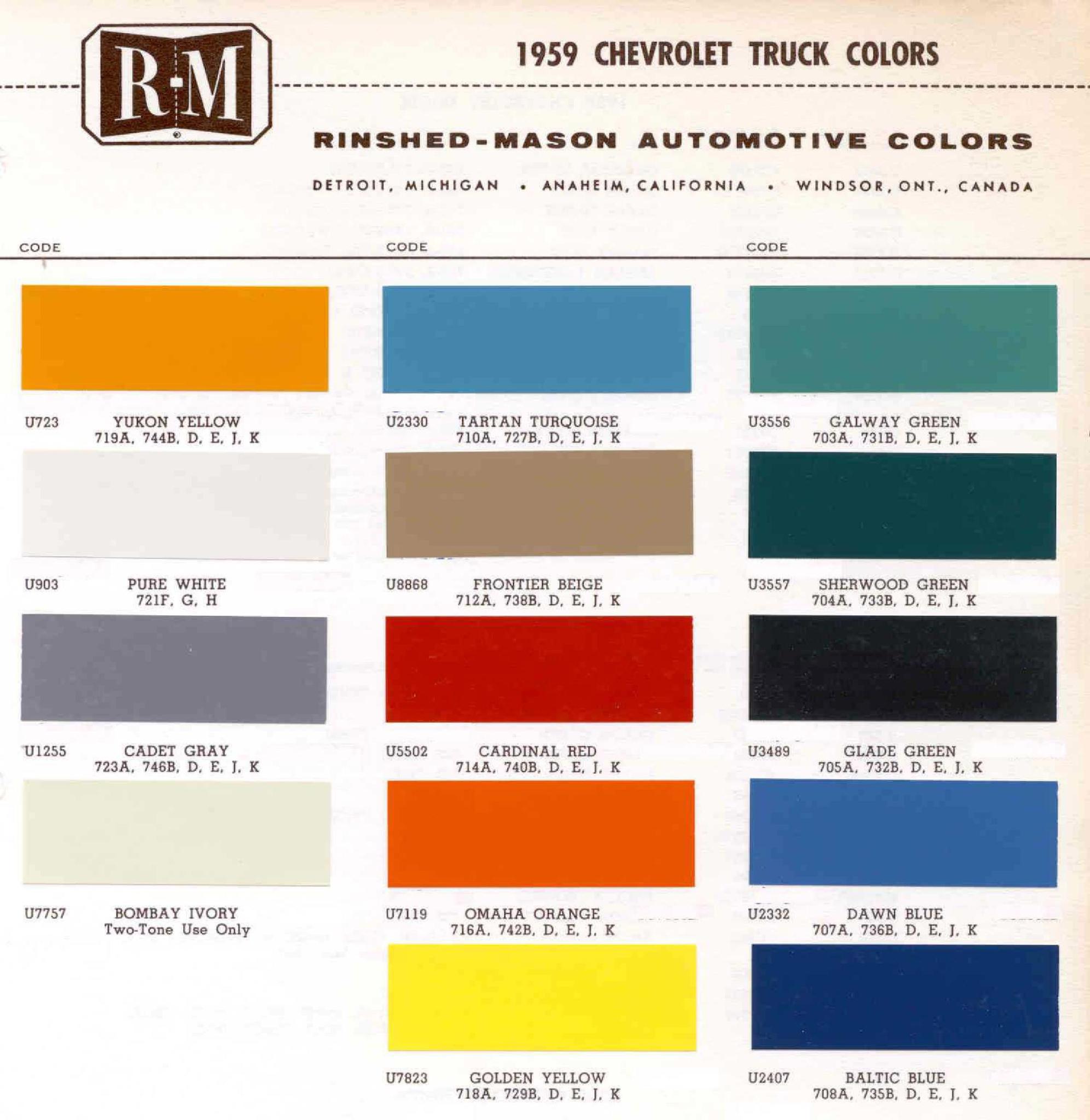 Exterior Paint Colors Paint Codes and Color Swatches used by Chevrolet on Vehicles
