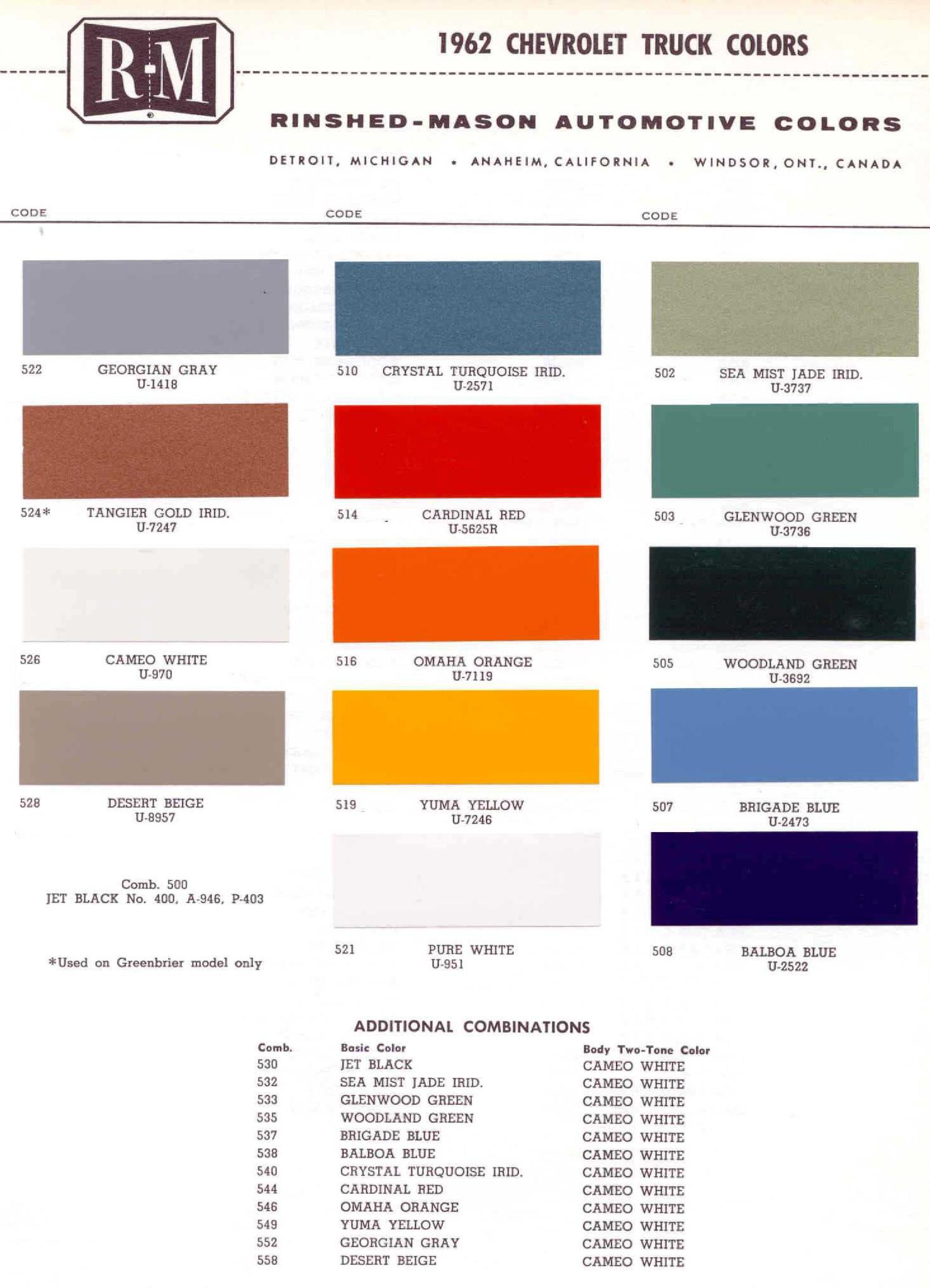 Exterior Paint Colors Paint Codes and Color Swatches used by Chevrolet on Vehicles