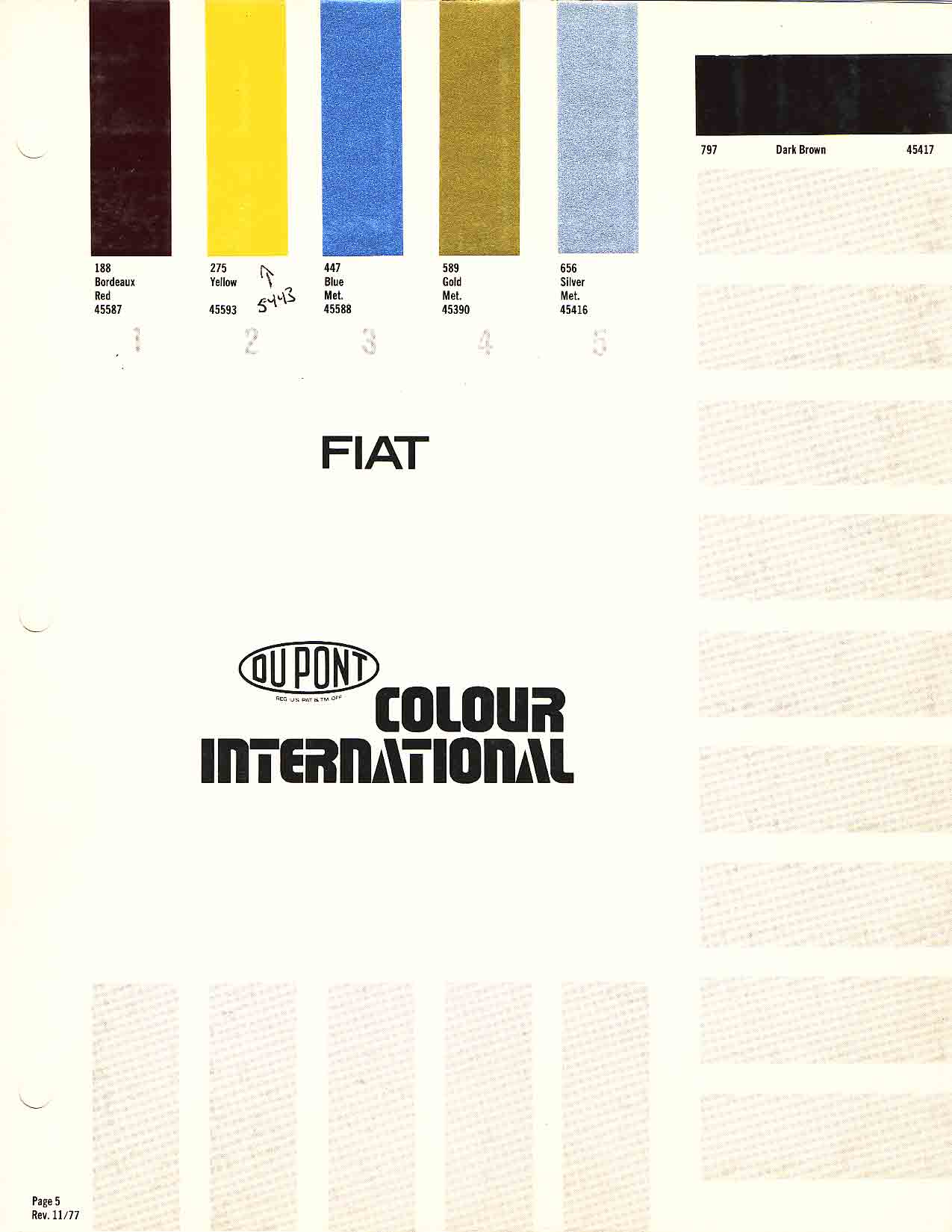 1980 Fiat Paint Codes & Color Charts Color swatches, and their ordering paint codes for Fiat Branded vehicles
