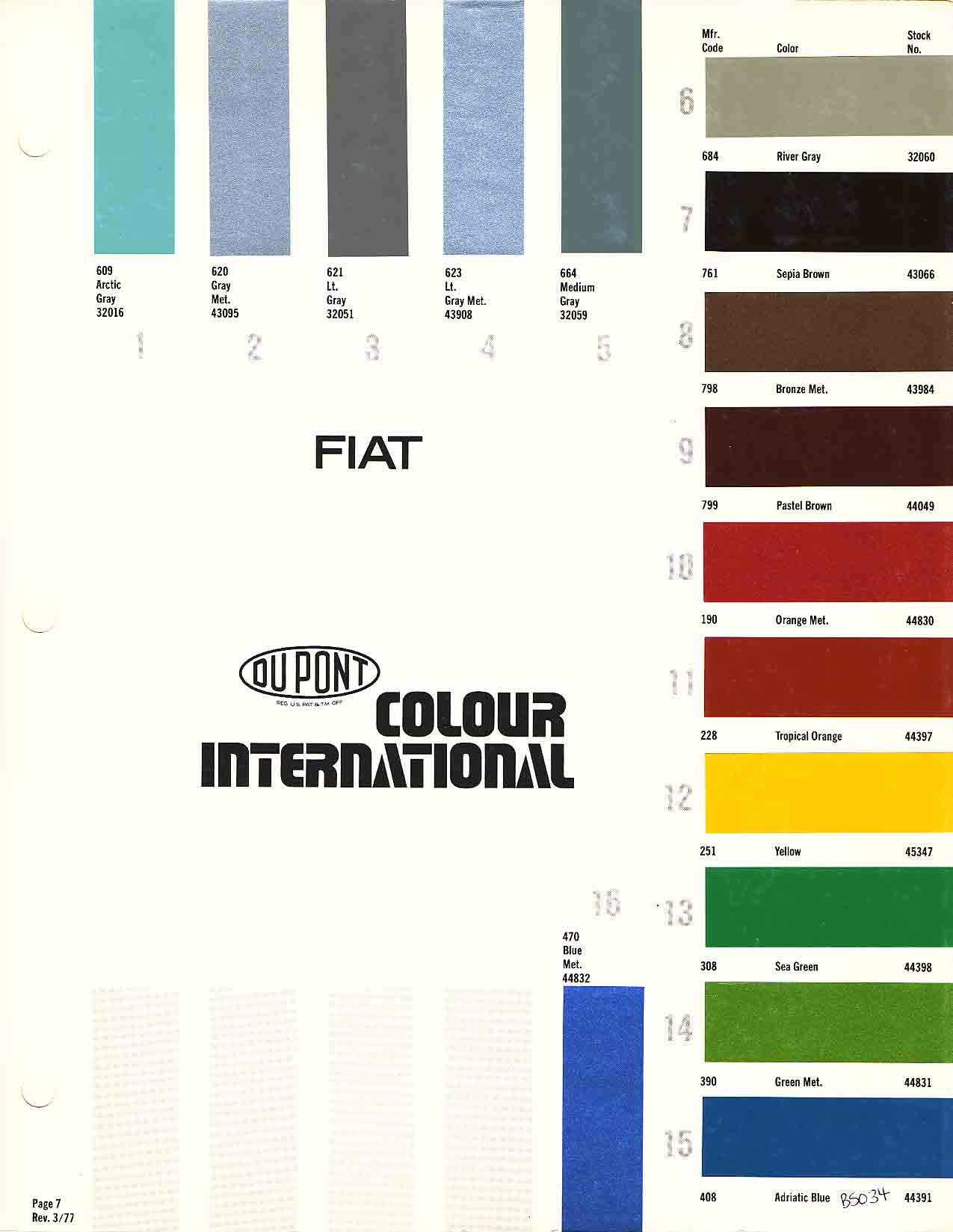 1980 Fiat Paint Codes & Color Charts Color swatches, and their ordering paint codes for Fiat Branded vehicles