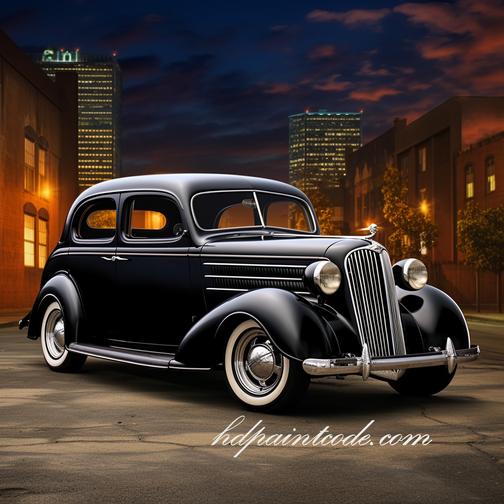1936 Chevrolet Master Deluxe Sedan painted in black. a black 1936 Chevrolet vehicle example