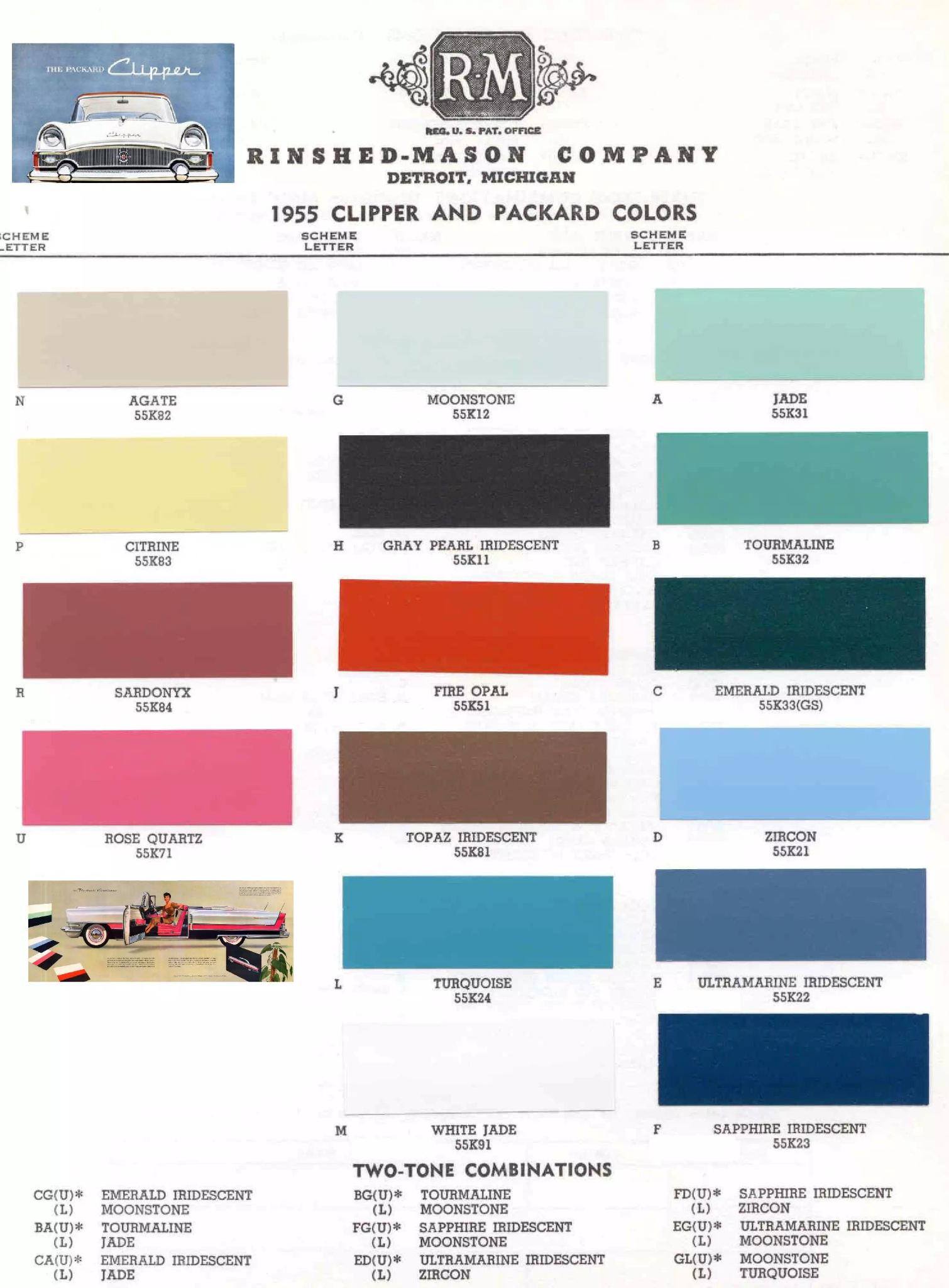 1955 Packard Paint Chart and Paint Codes Summary of all Colors and Codes used on Packard