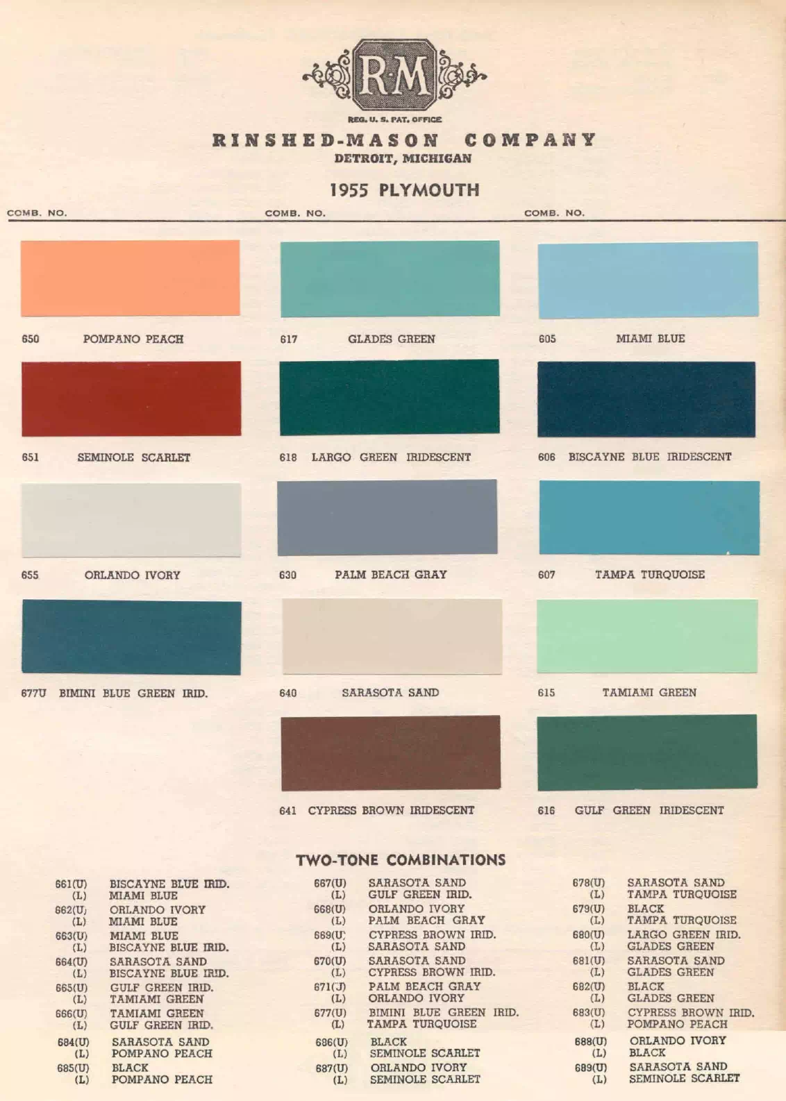 1955 Plymouth Paint Codes & Color Chart Paint color examples, their ordering codes, the oem color code, and vehicles the color was used on