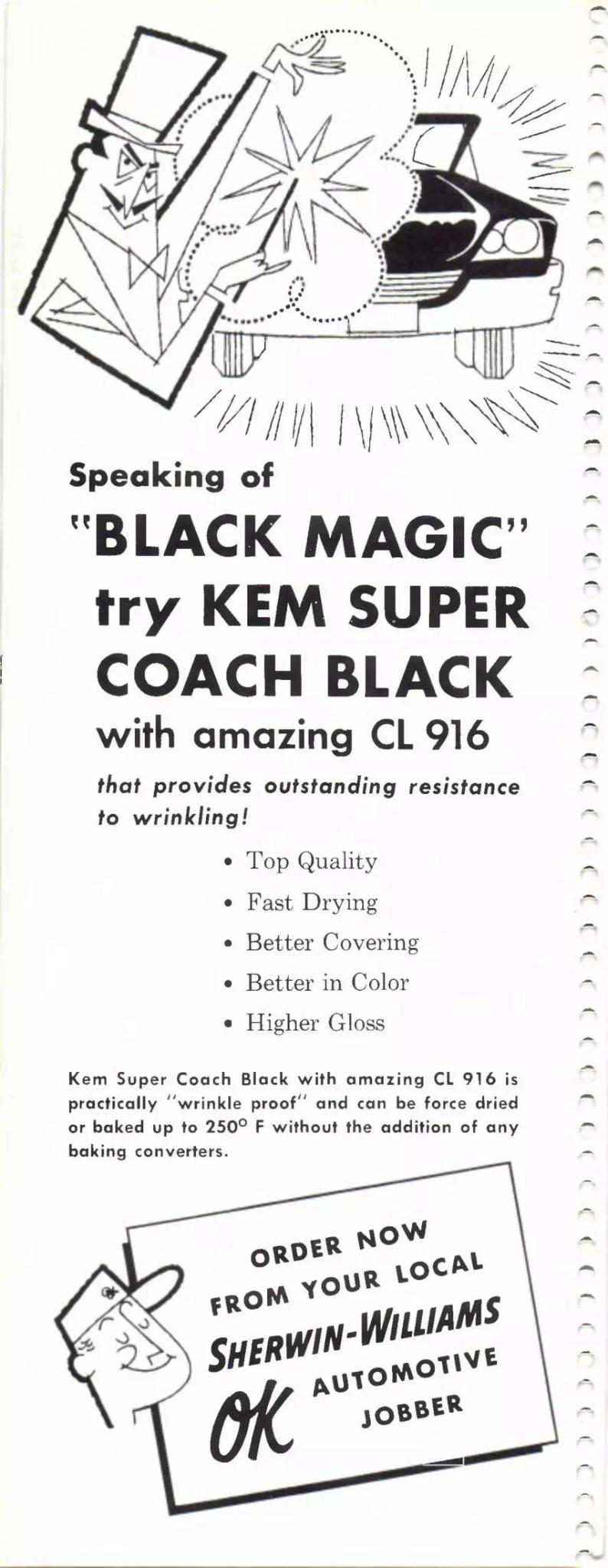 1964 Paint Code Color Book Sherwin Williams Black Paint Advertisement Paint color examples, their ordering codes, the oem color code, and vehicles the color was used on