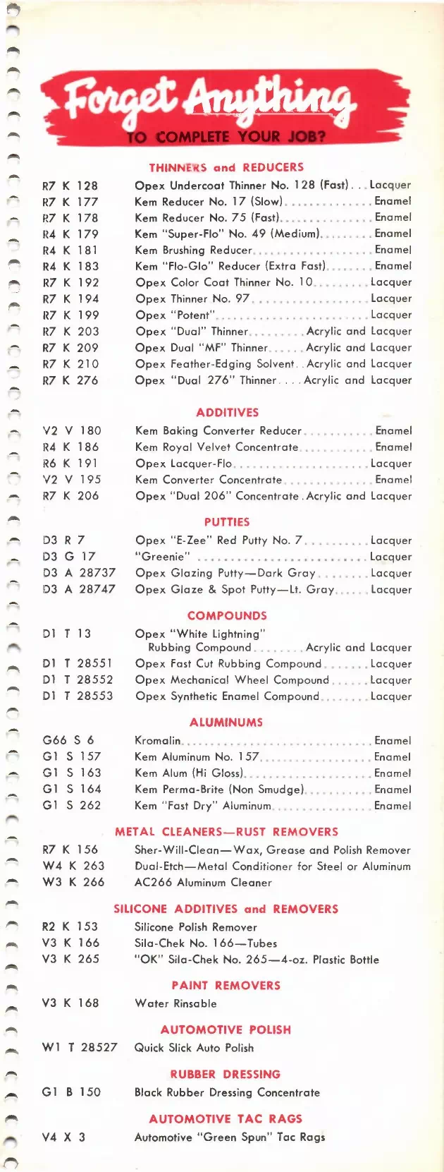 1965 Sherwin Williams Automotive Paint Part Numbers Paint color examples, their ordering codes, the oem color code, and vehicles the color was used on