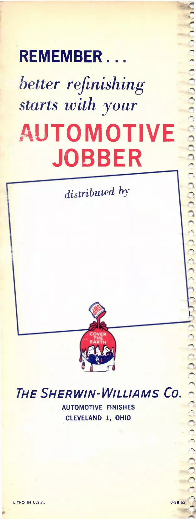1965 Sherwin Williams Automotive Paint Codes Book Back Cover Paint color examples, their ordering codes, the oem color code, and vehicles the color was used on