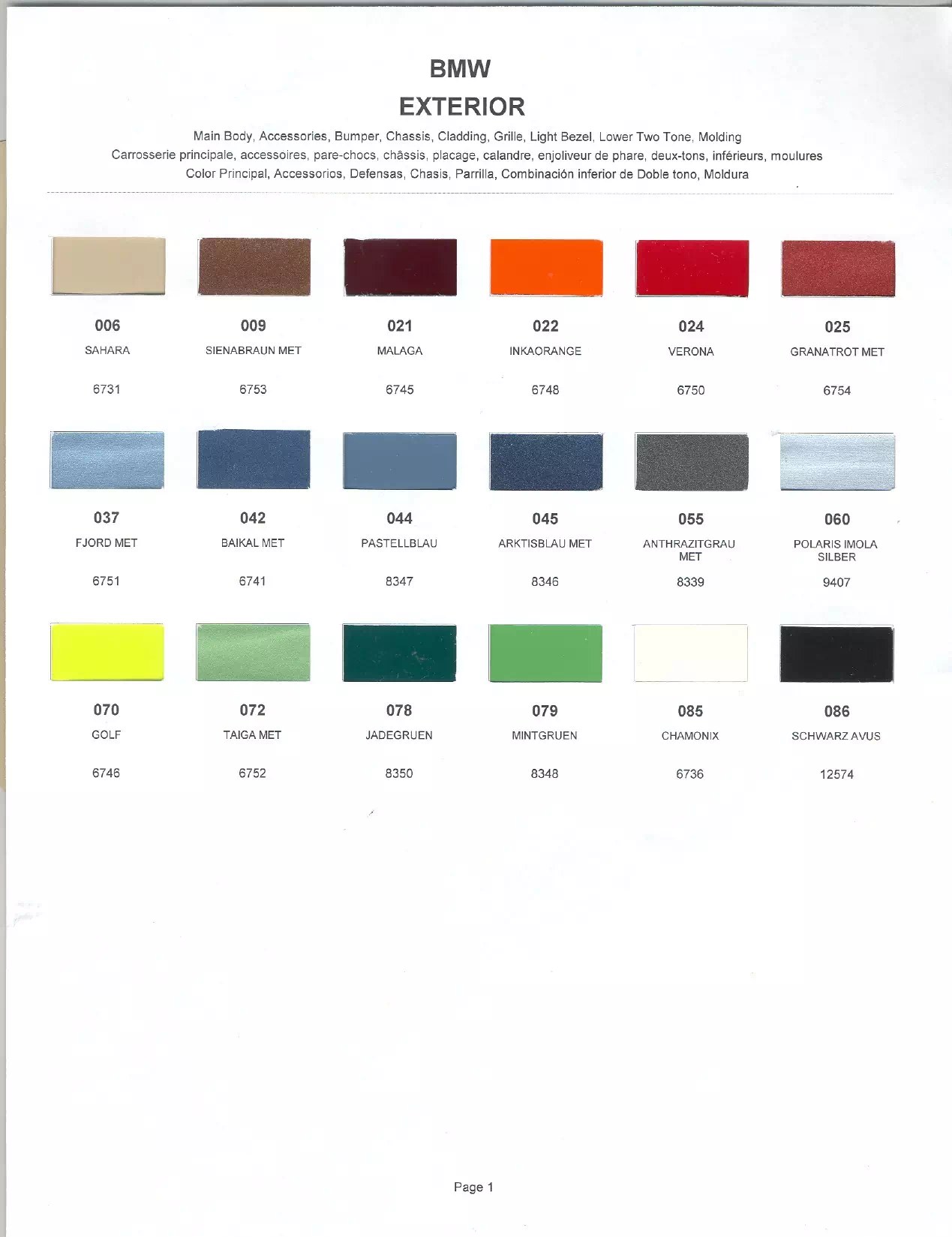 exterior paint colors and their ordering codes for bmw vehicles