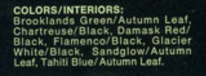 Paint color examples, their ordering codes, the oem color code, and vehicles the color was used on