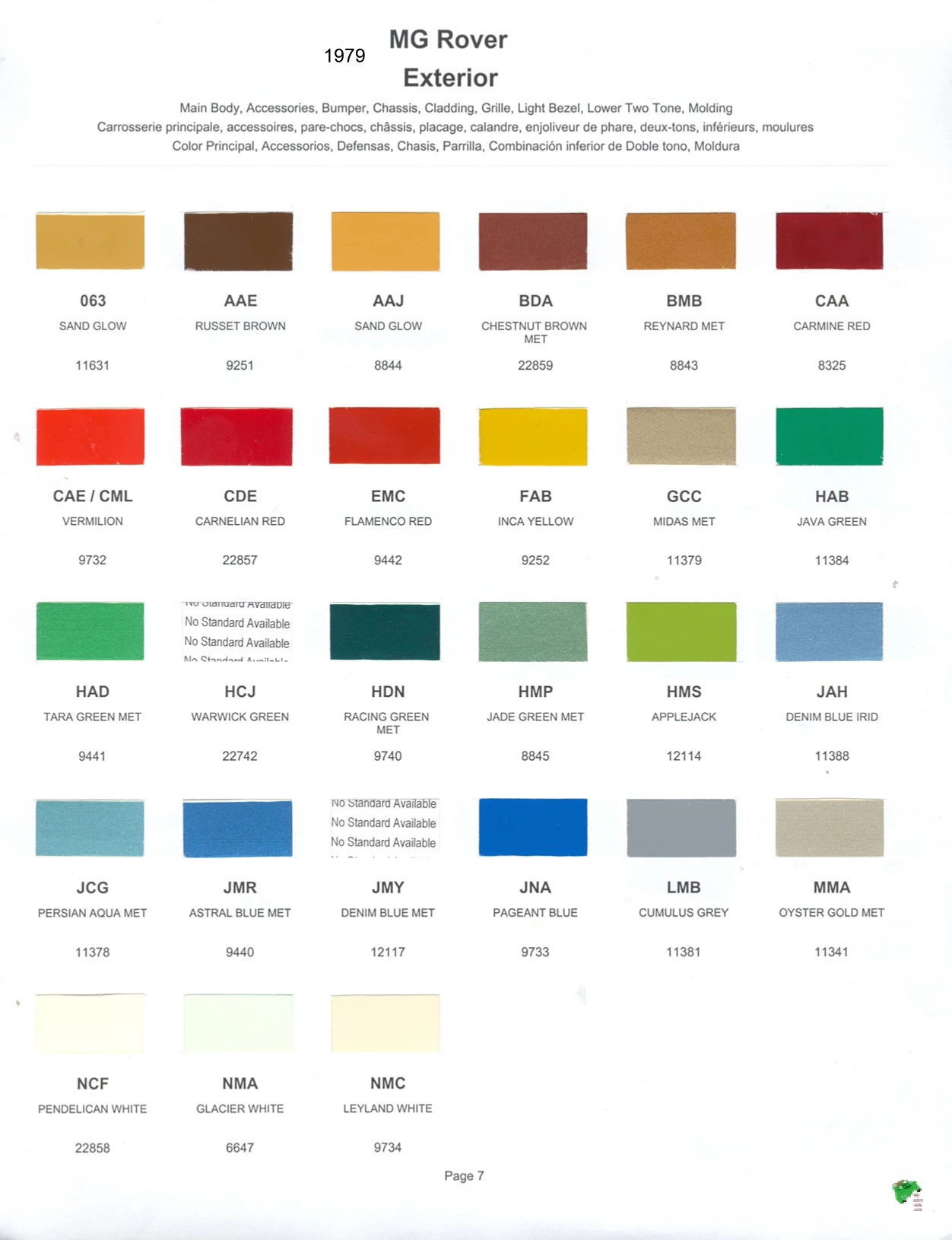Paint color examples, their ordering codes, the oem color code, and vehicles the color was used on