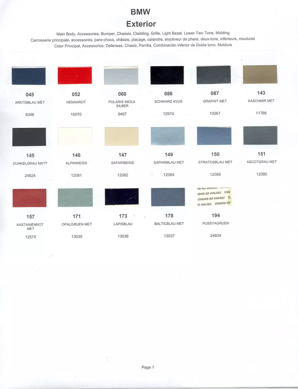1982 BMW Paint Codes & Color Chart Paint color examples, their ordering codes, the oem color code, and vehicles the color was used on
