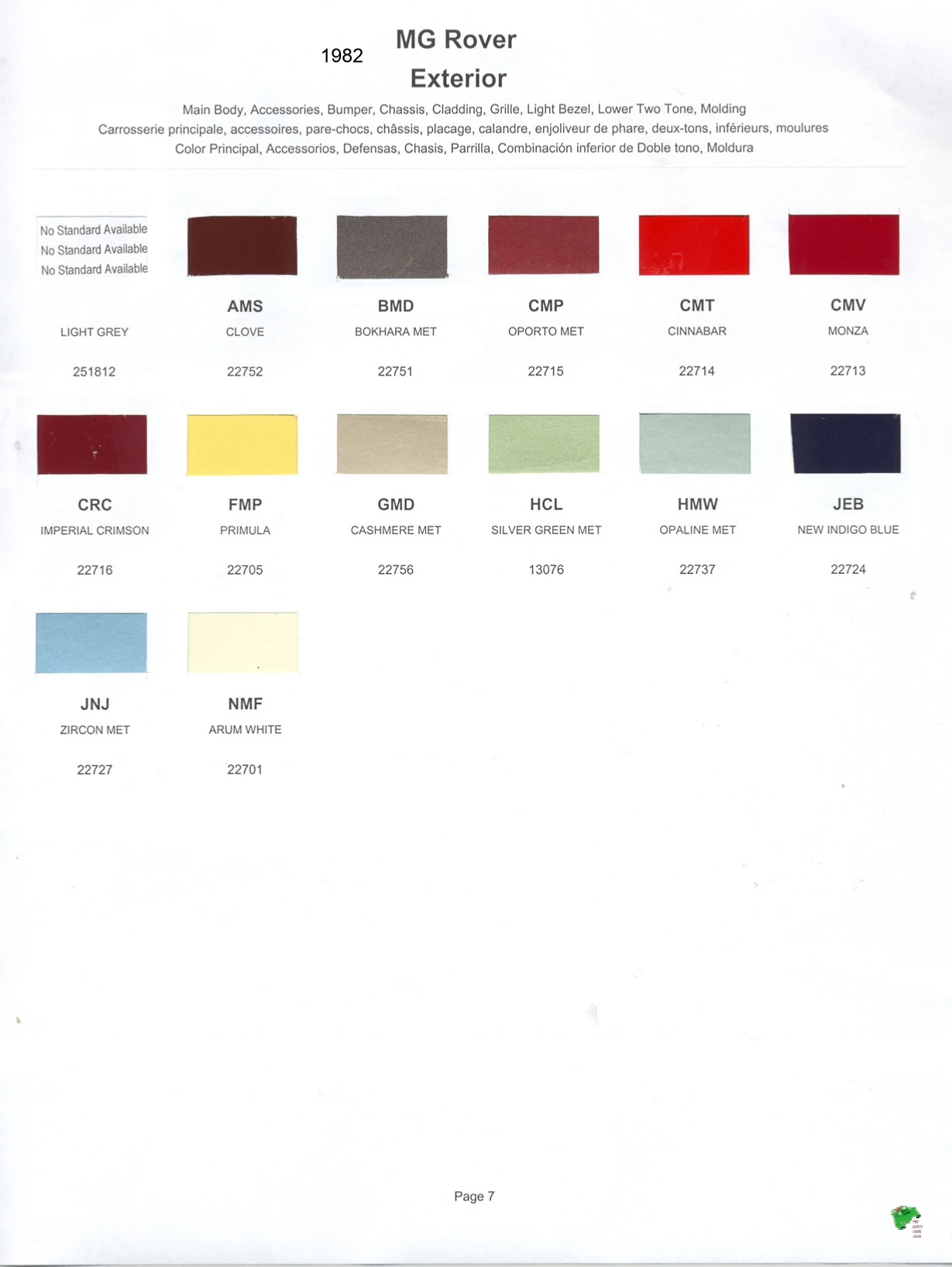 Paint color examples, their ordering codes, the oem color code, and vehicles the color was used on