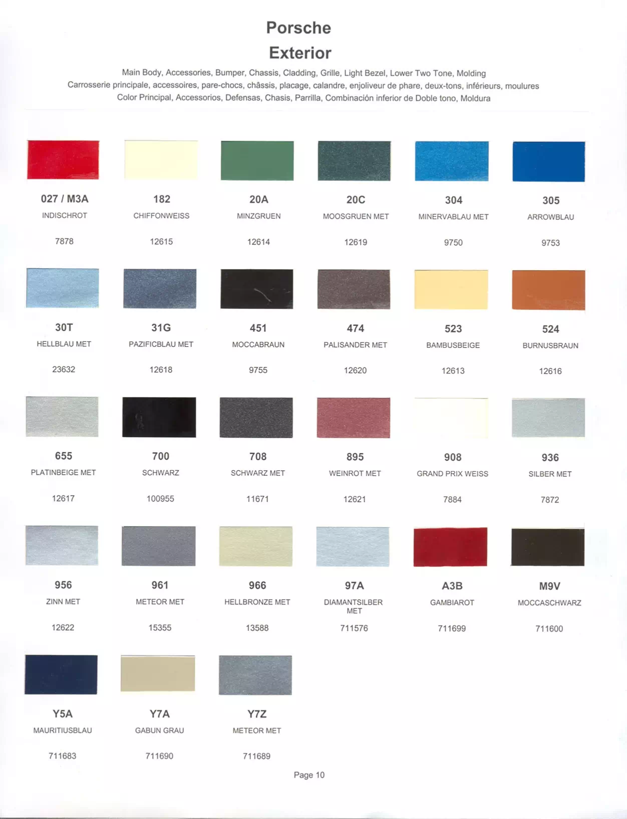 1982 Porsche Paint Codes & Color Chart Paint color examples, their ordering codes, the oem color code, and vehicles the color was used on