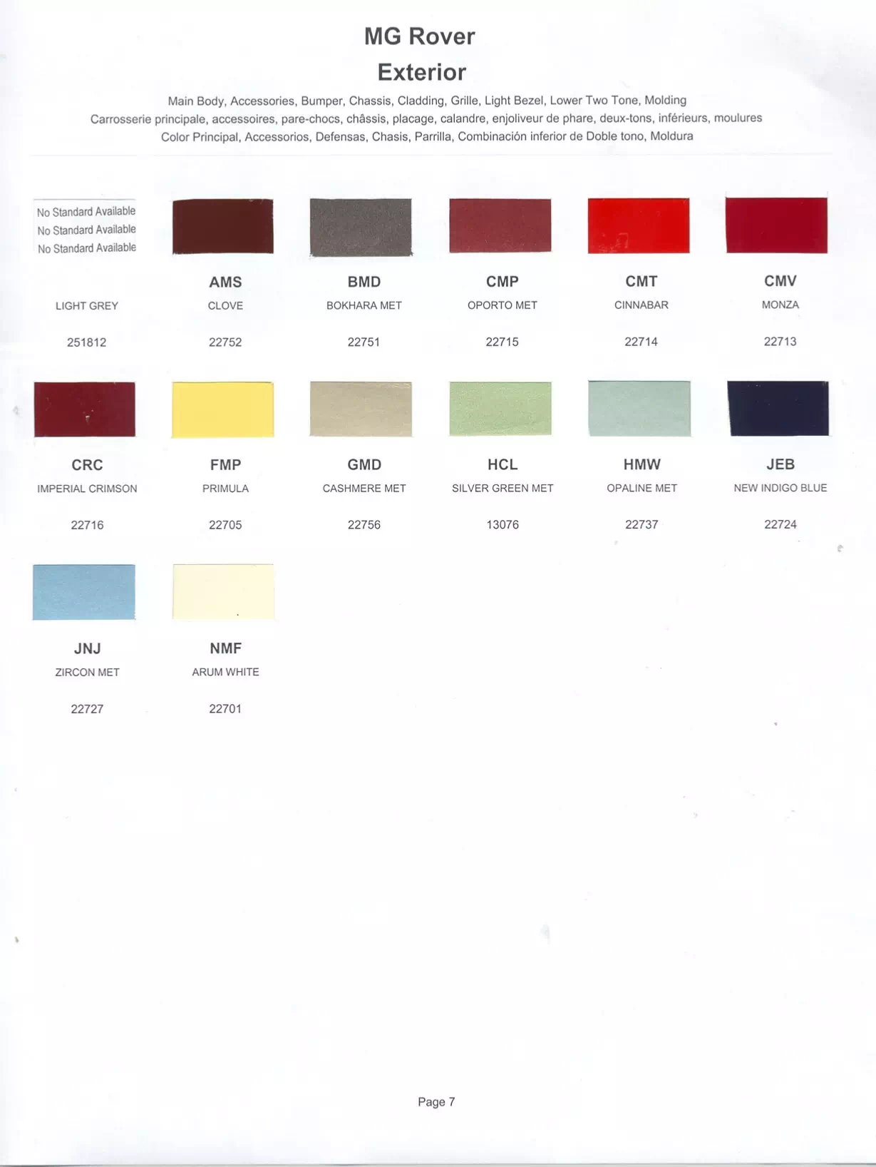 1982 Rover Paint Codes & Color Chart Paint color examples, their ordering codes, the oem color code, and vehicles the color was used on