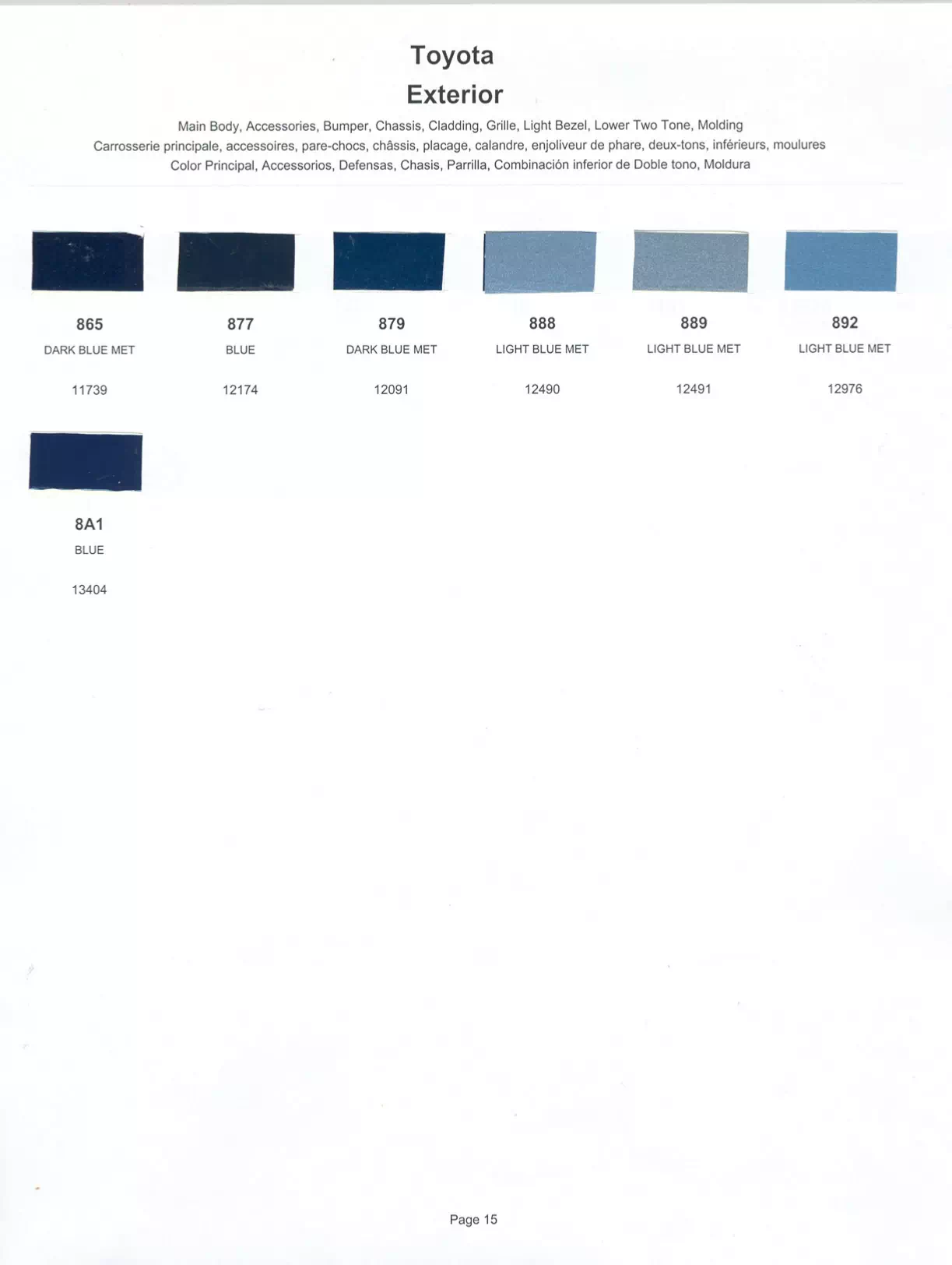 1982 Toyota Paint Codes & Color Chart Paint color examples, their ordering codes, the oem color code, and vehicles the color was used on